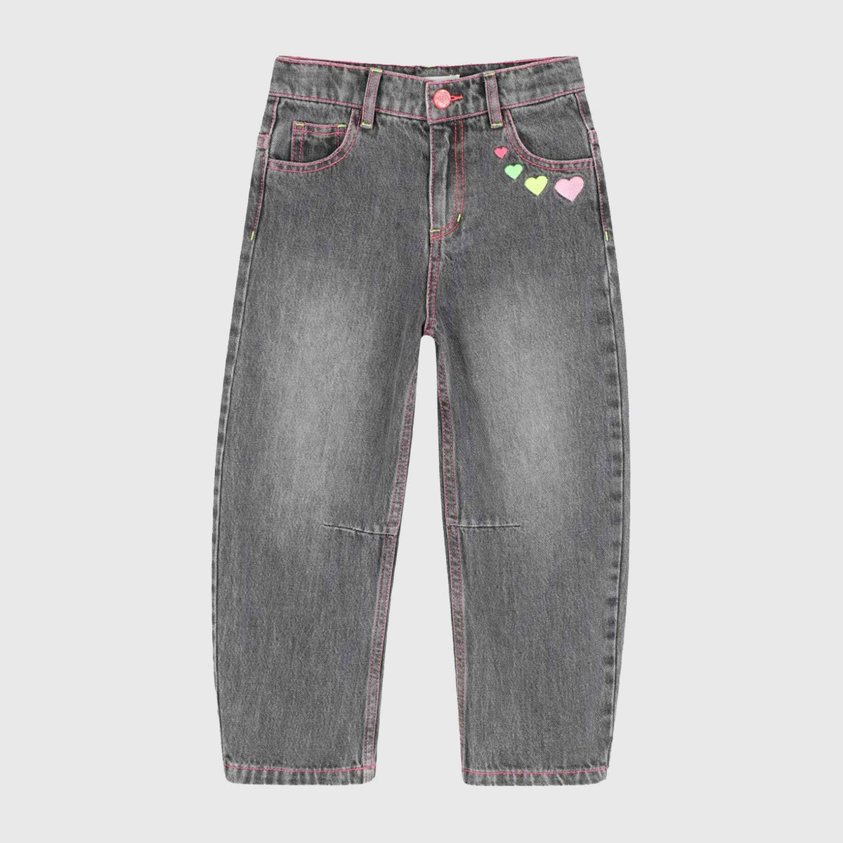 Jeans Grigi in Denim con Cuori per Bambina BILLIEBLUSH