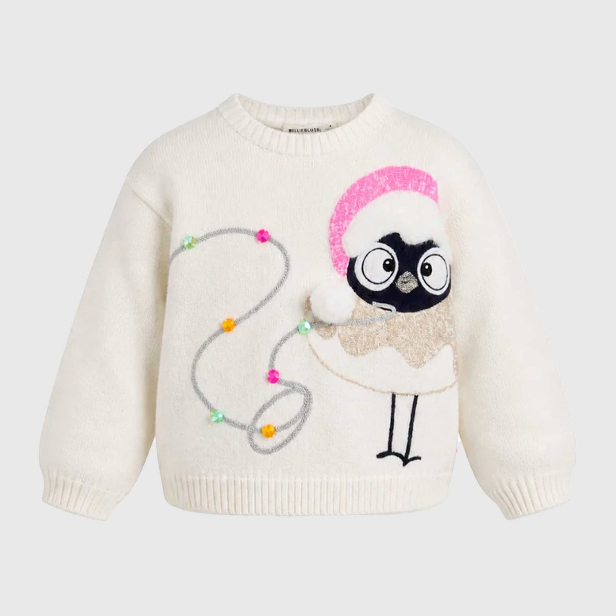 Maglione Bianco con Paillettes e Ricamo per Bambina BILLIEBLUSH