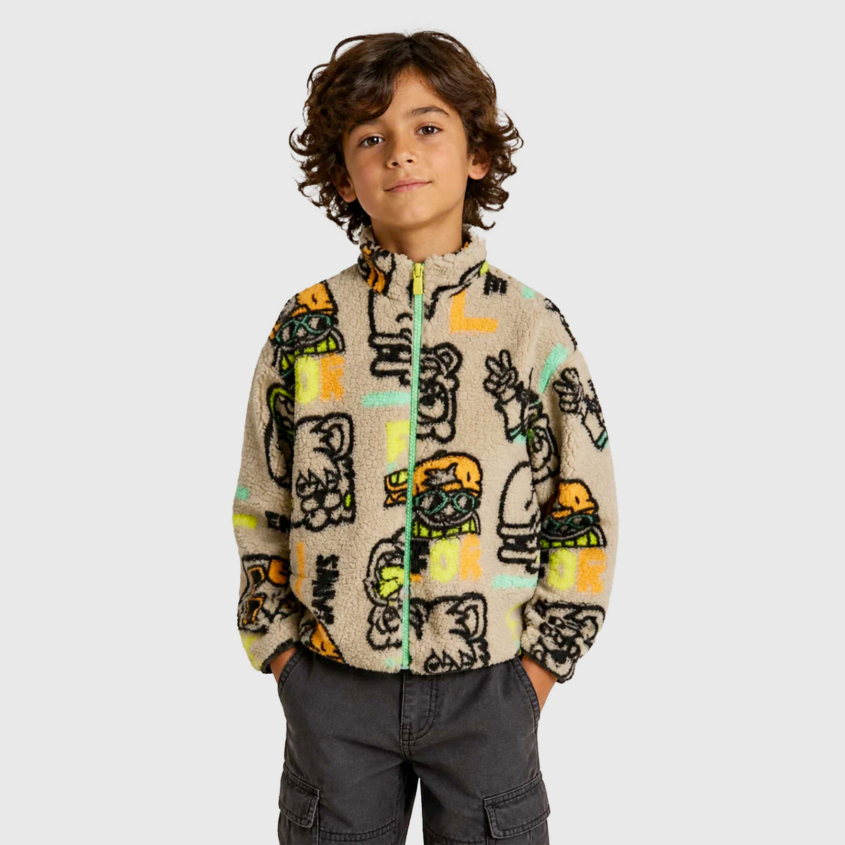 BILLIEBLUSH Multicolor Print Beige Jacket for Baby