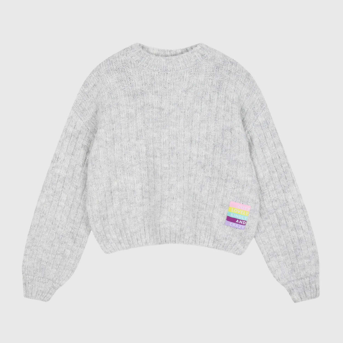 Grey Sweater with Sequins Application for Girl BILLIEBLUSH