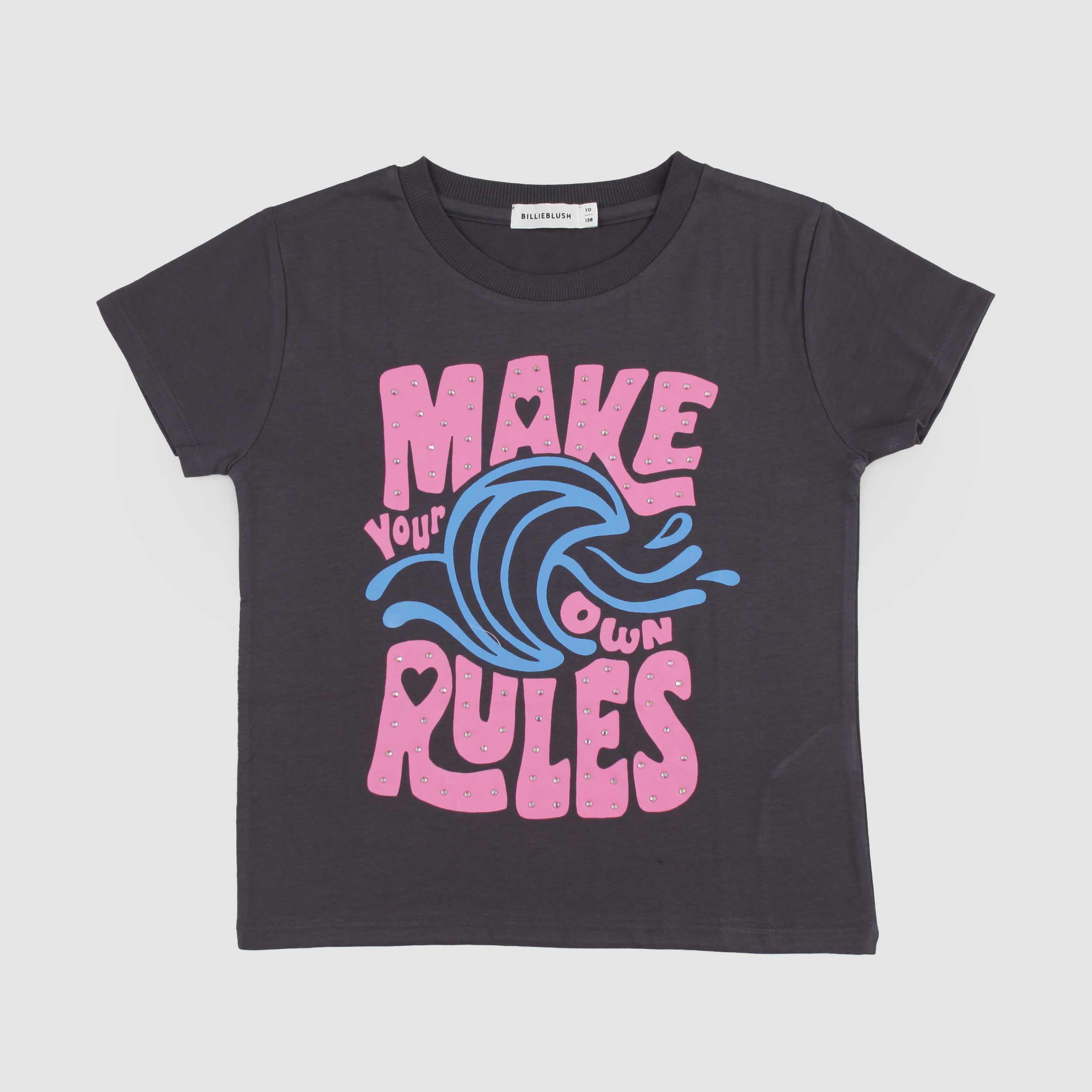 T-shirt Grigia con Punti Luce Firmata BILLIEBLUSH