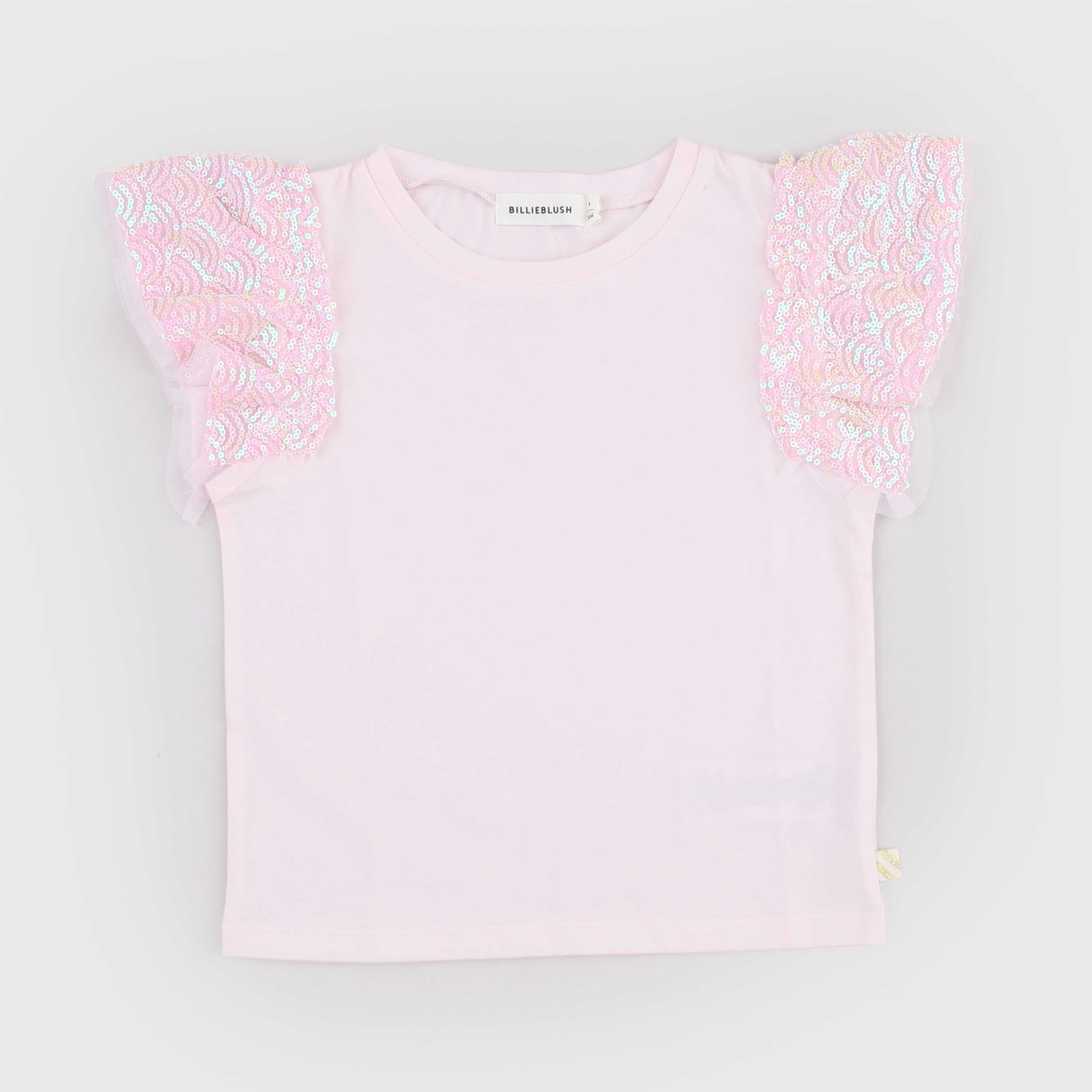 T-shirt Rosa Ricamata con Paillettes Firmata BILLIEBLUSH