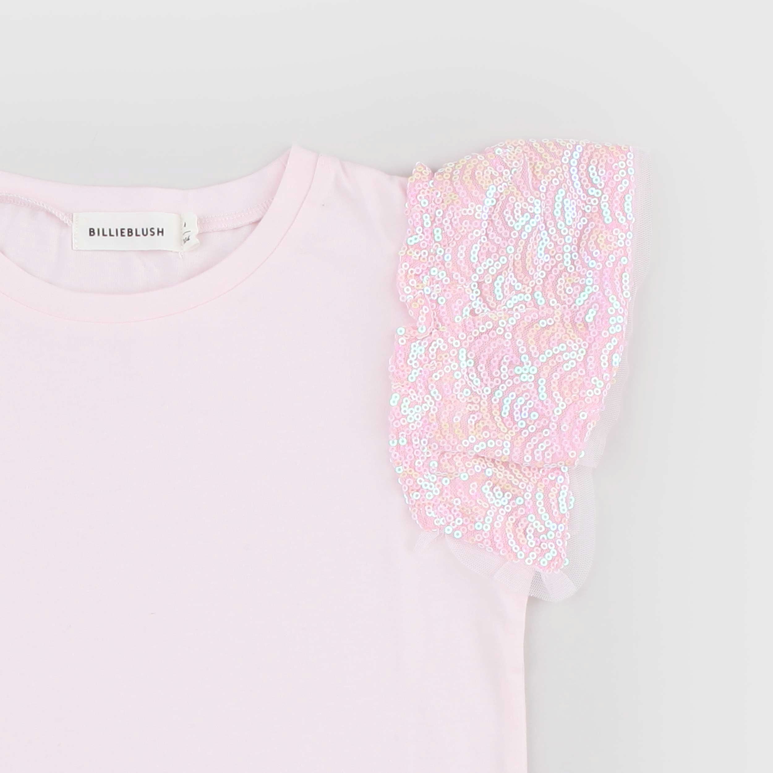 T-shirt Rosa Ricamata con Paillettes Firmata BILLIEBLUSH