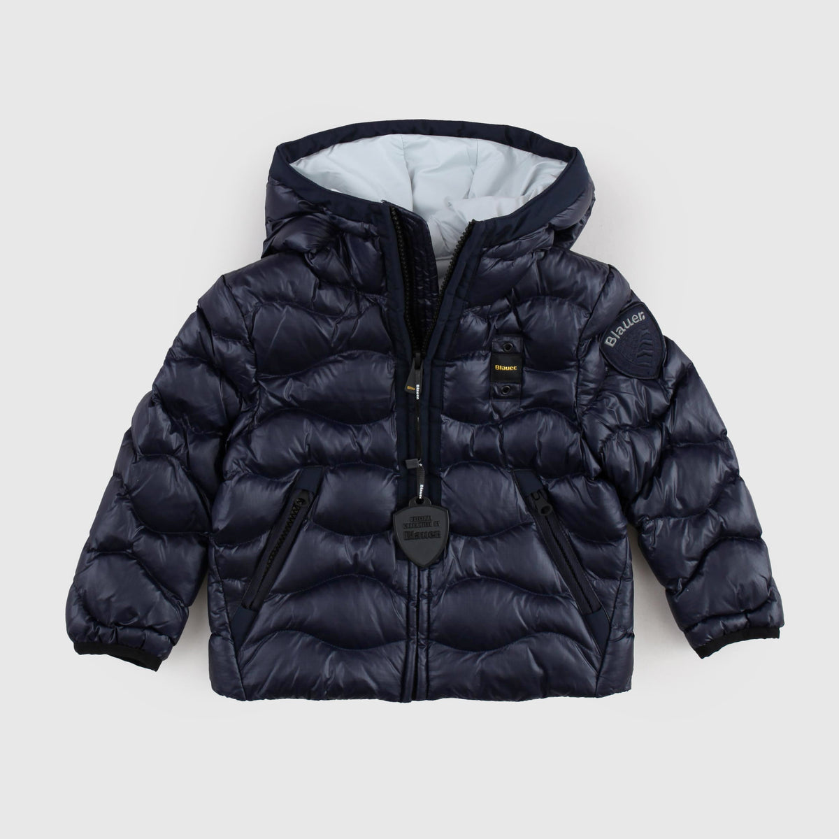Blue Quilted Jacket with Logo for Girl BLAUER