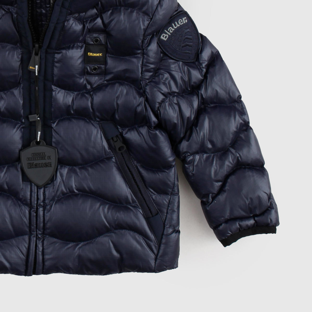 Blue Quilted Jacket with Logo for Girl BLAUER