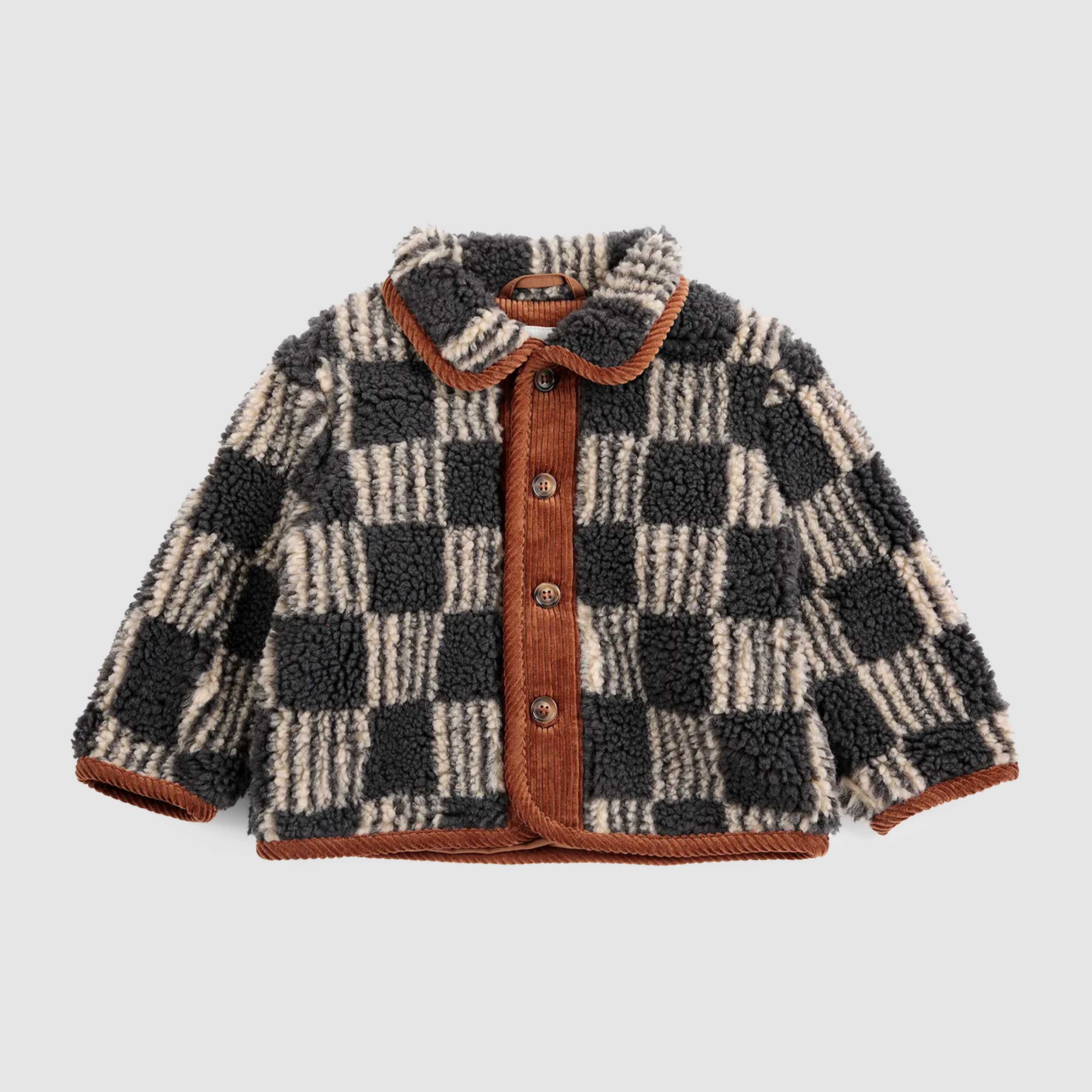 Beige and Grey Check Jacket for Kids by BELLEROSE
