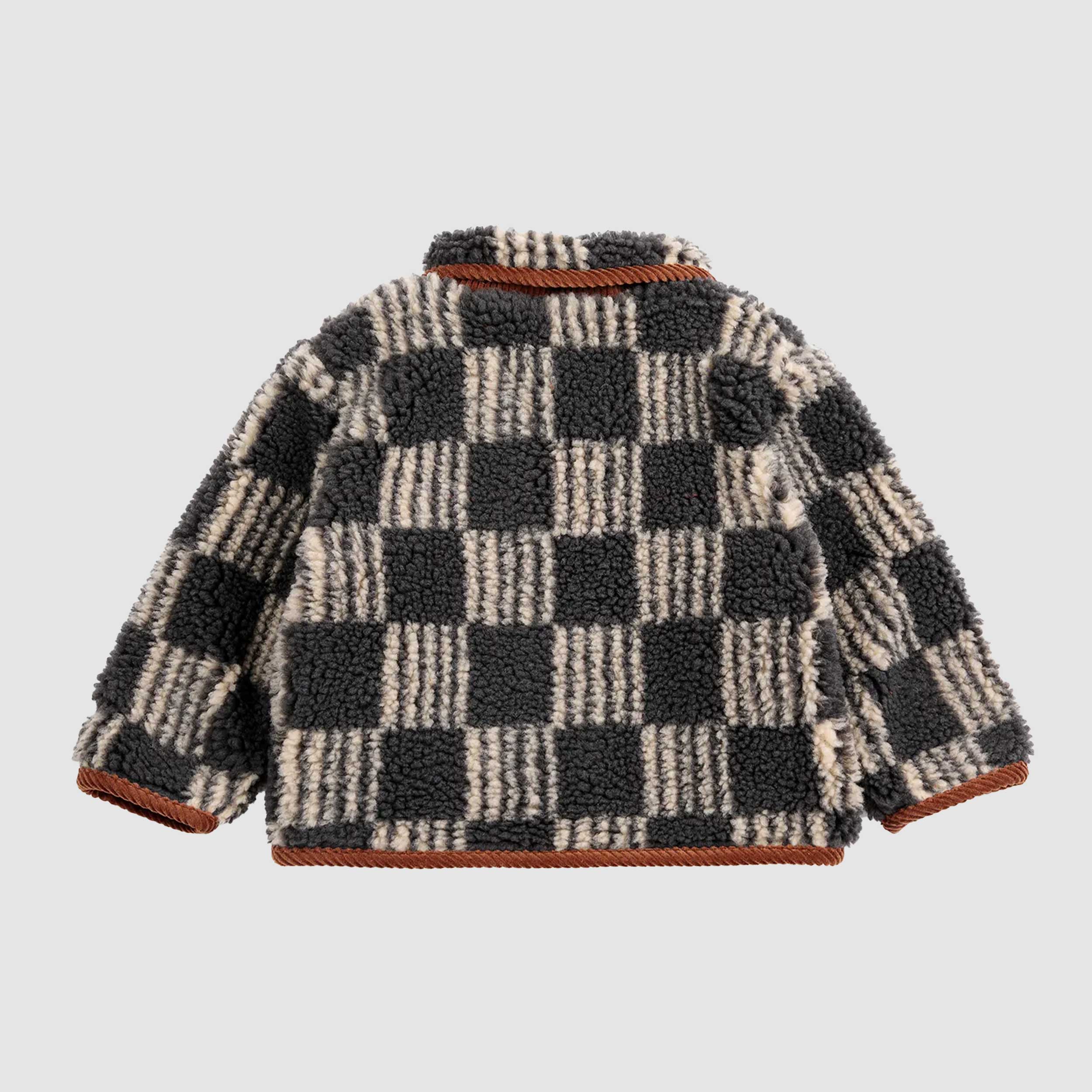 Beige and Grey Check Jacket for Kids by BELLEROSE