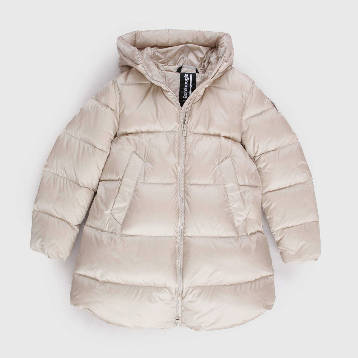 Bomboogie Quilted Beige Down Jacket with Pockets for Girls