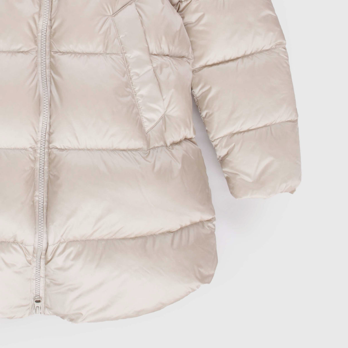 Bomboogie Quilted Beige Down Jacket with Pockets for Girls