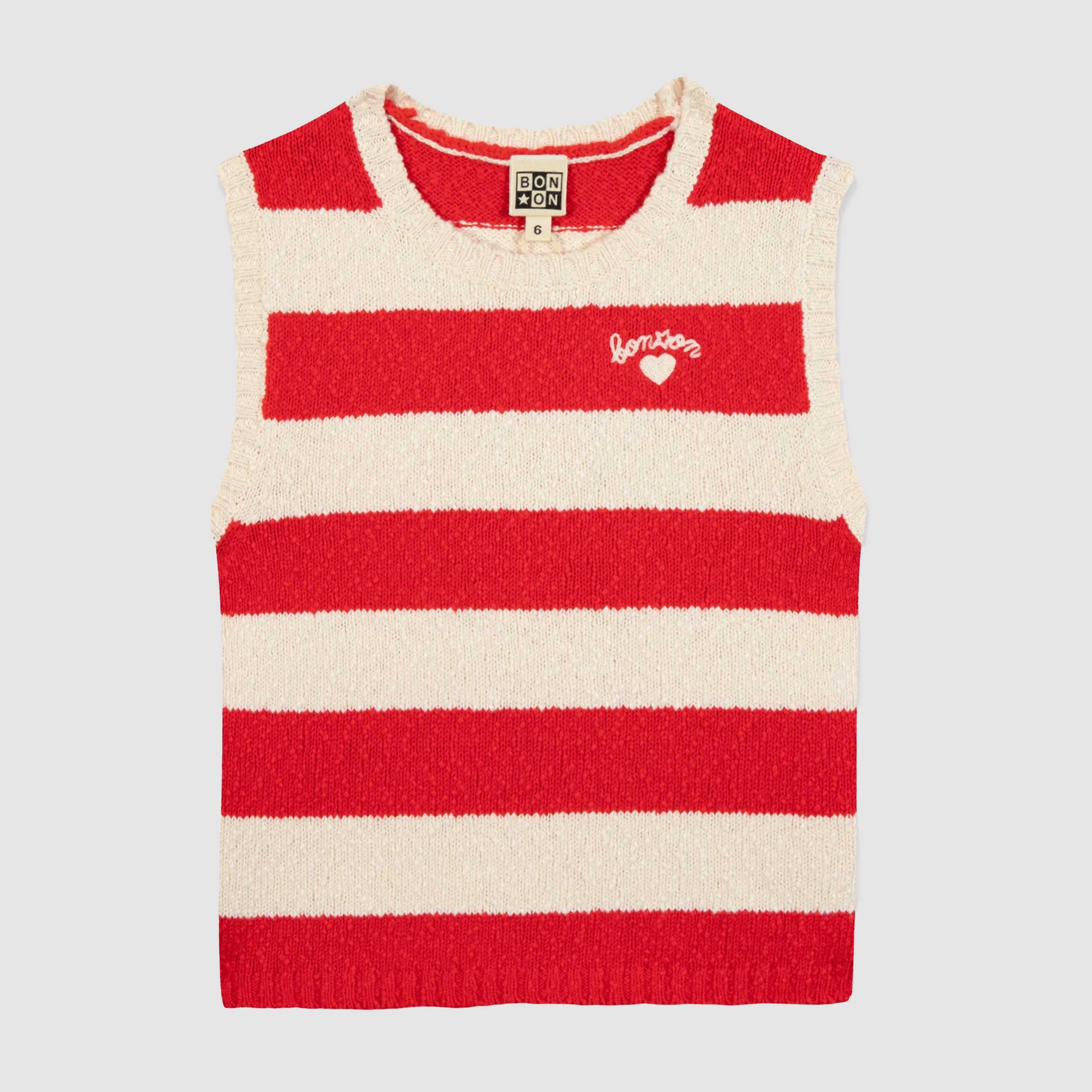 Tank Top Red Catch Up a Righe Firmato BONTON