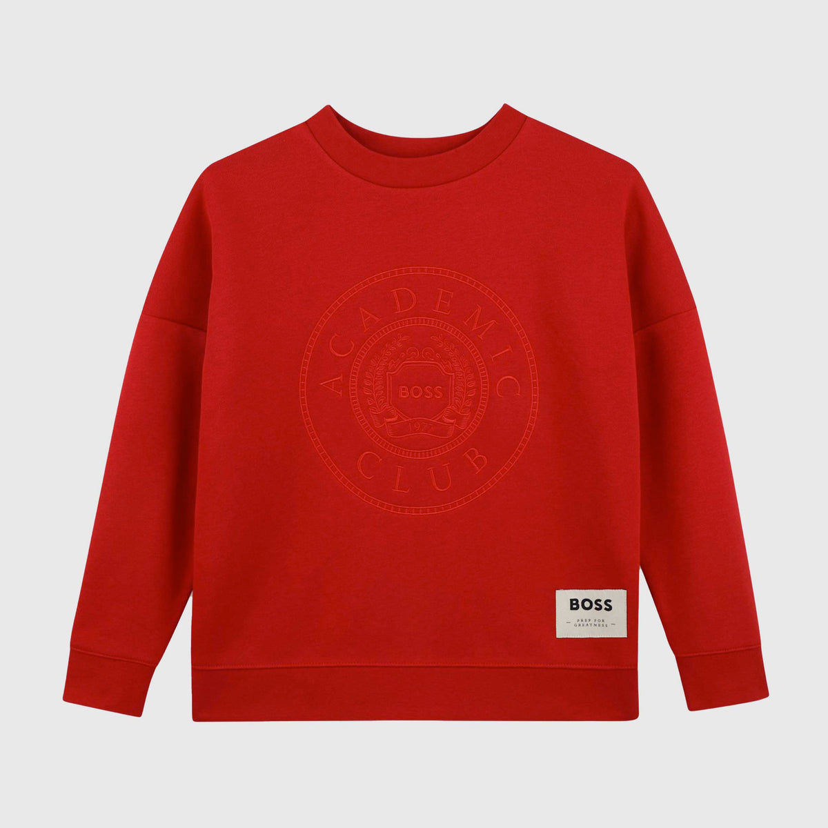 Felpa Rossa con Logo Ricamato Tono su Tono per Bambini BOSS