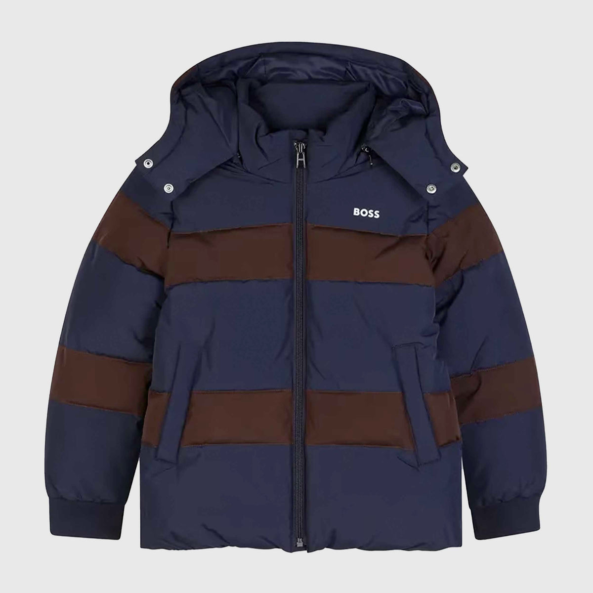 Piumino Blu e Marrone a Righe per Bambino BOSS