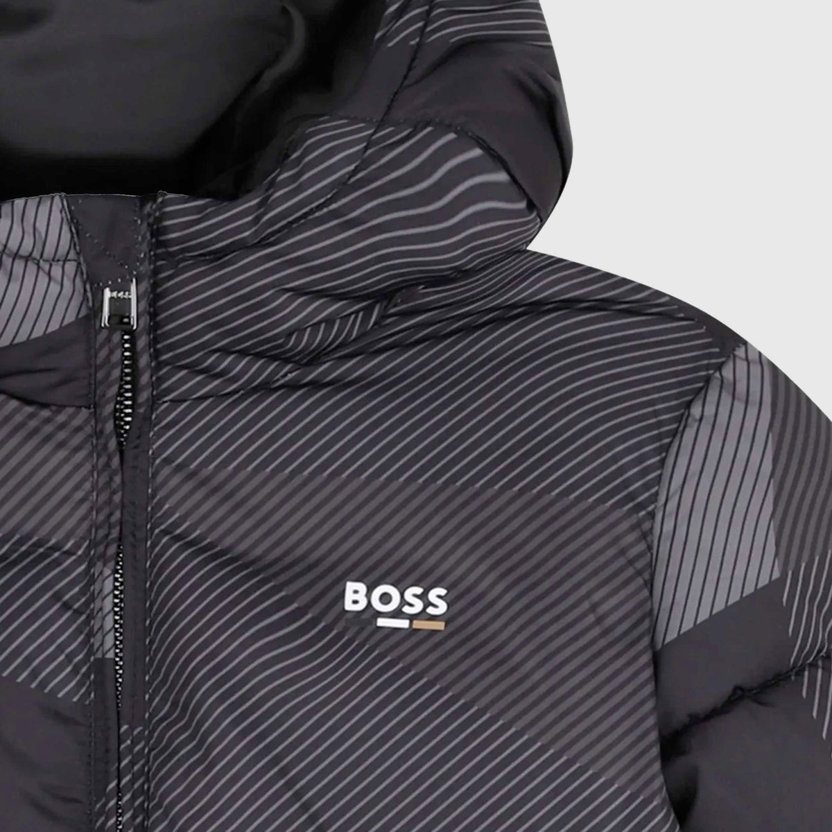 BOSS Boys' Monogram Print Black Down Jacket