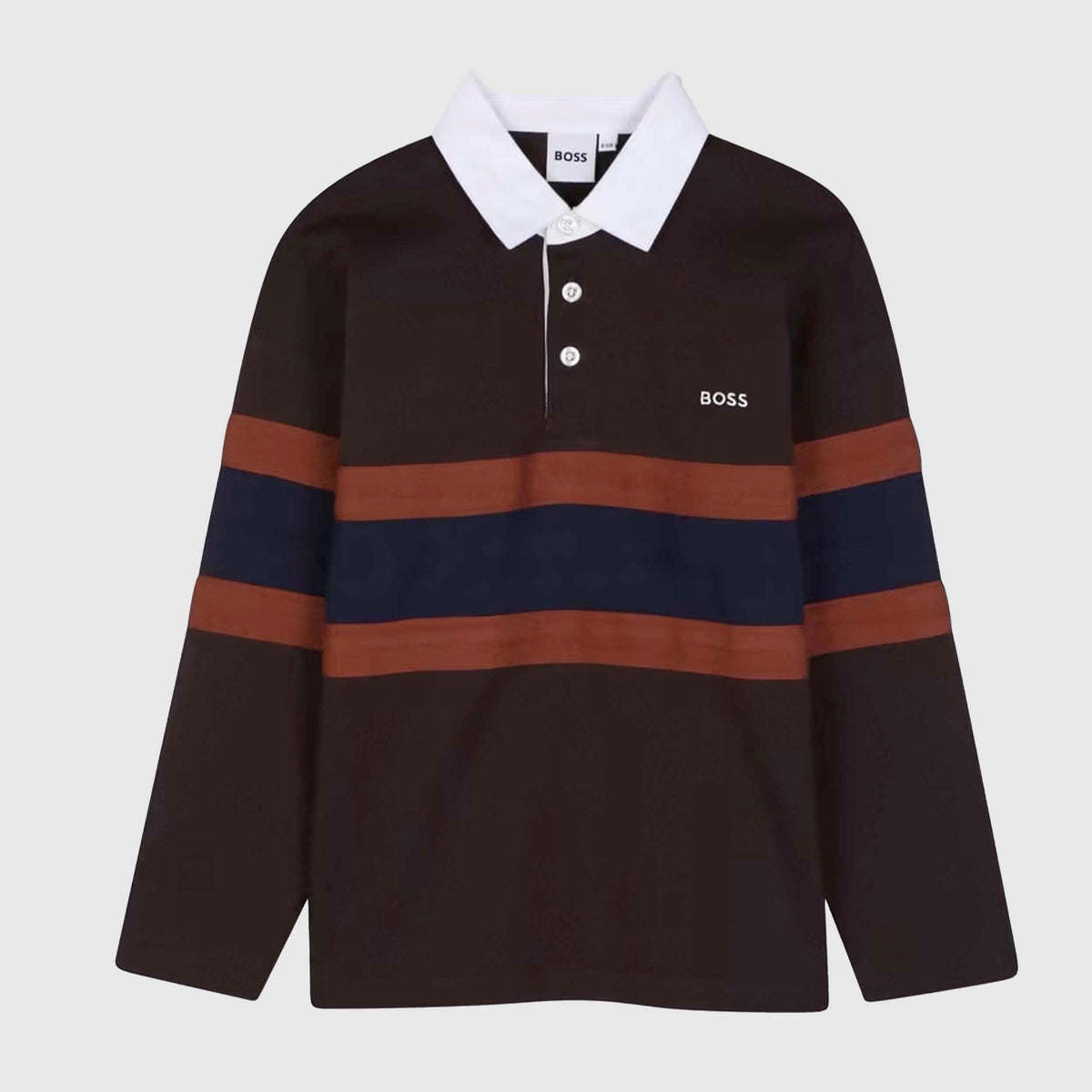 Polo a Righe Tricolore a Maniche Lunghe per Ragazzi BOSS