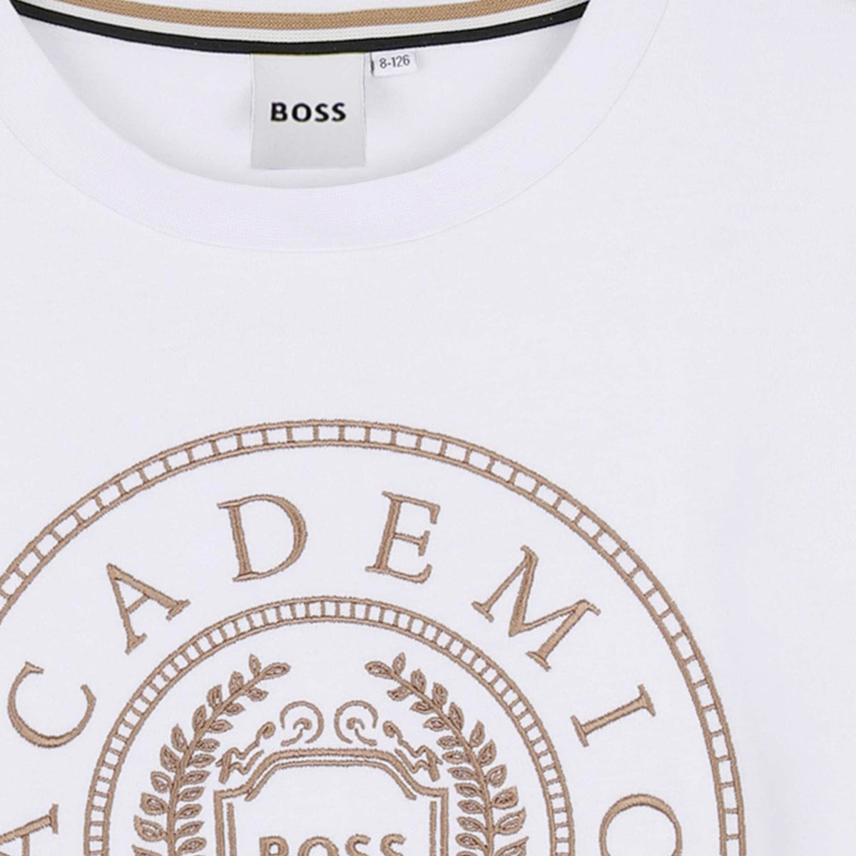T-shirt Bianca con Ricamo a Contrasto per Ragazzi BOSS