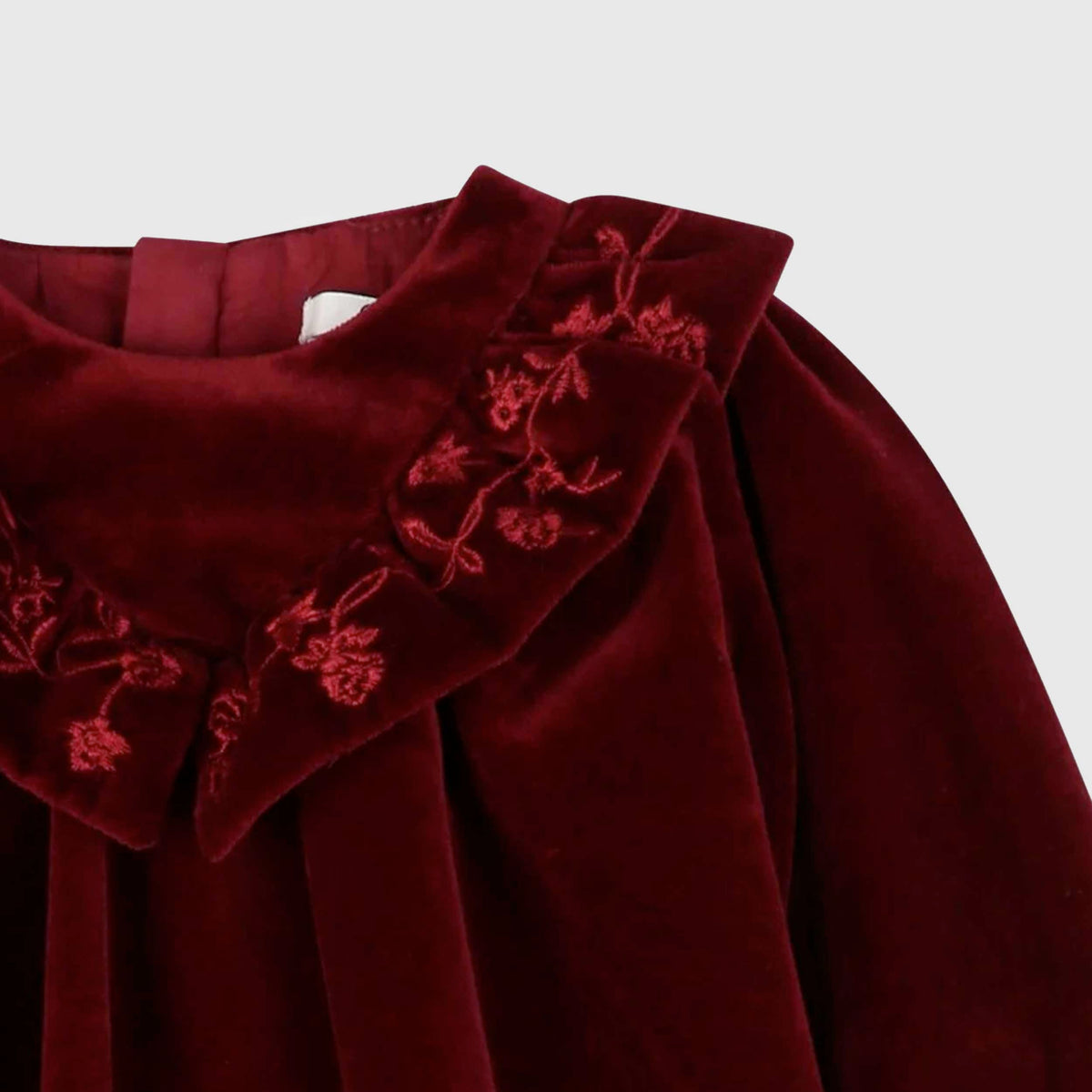 Abito in Velluto Bordeaux con Colletto Ricamato per Bambina CHLOE