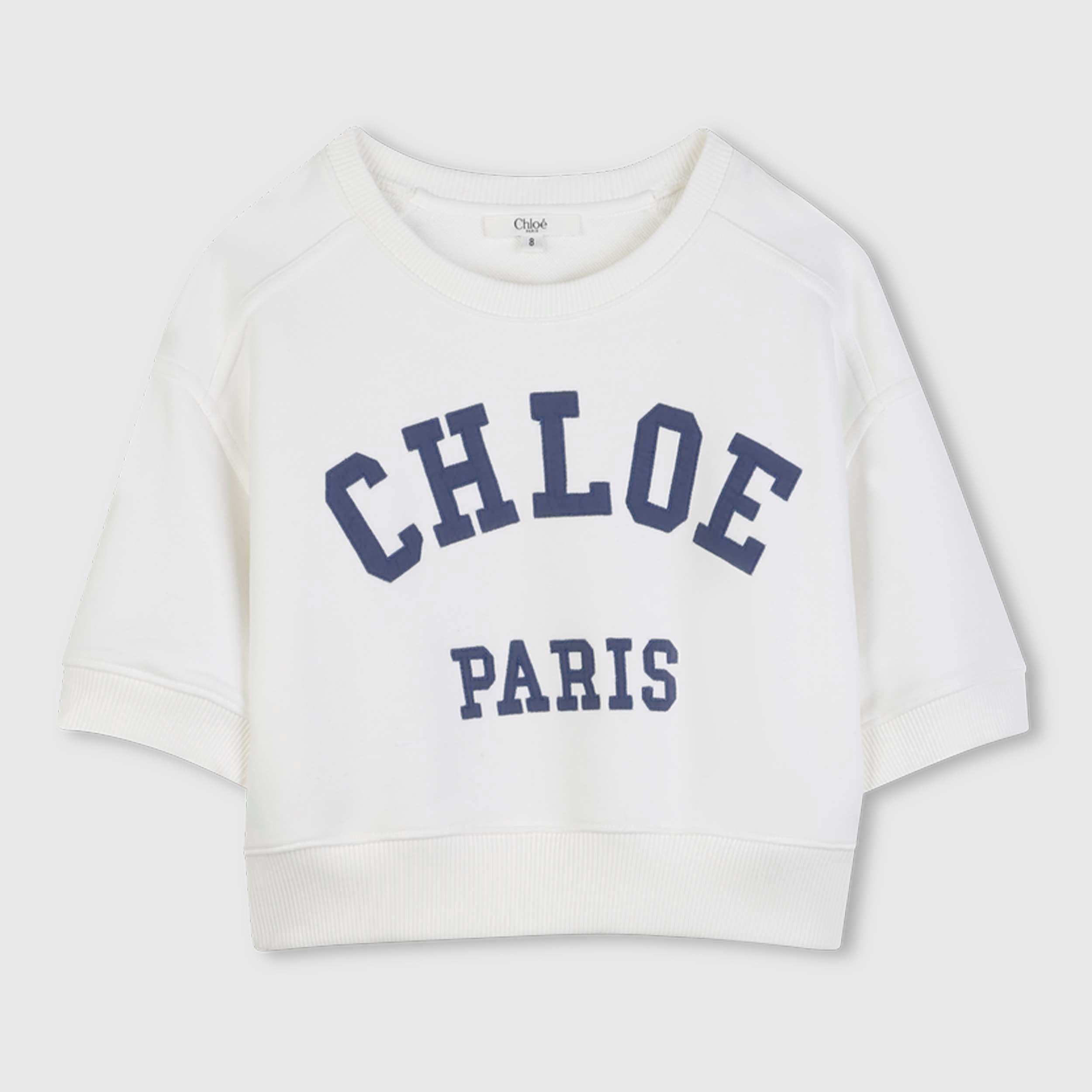 Felpa Bianca con Stampa Azzurra Firmata CHLOE
