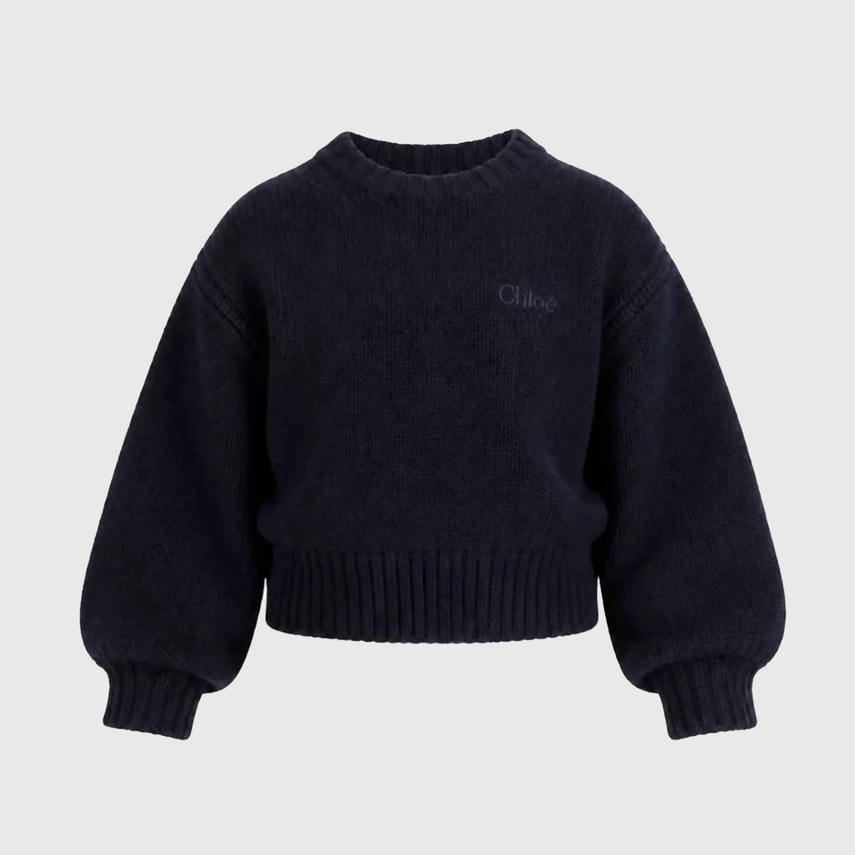 Maglione Blu Notte con Logo Ricamato per Ragazza CHLOE