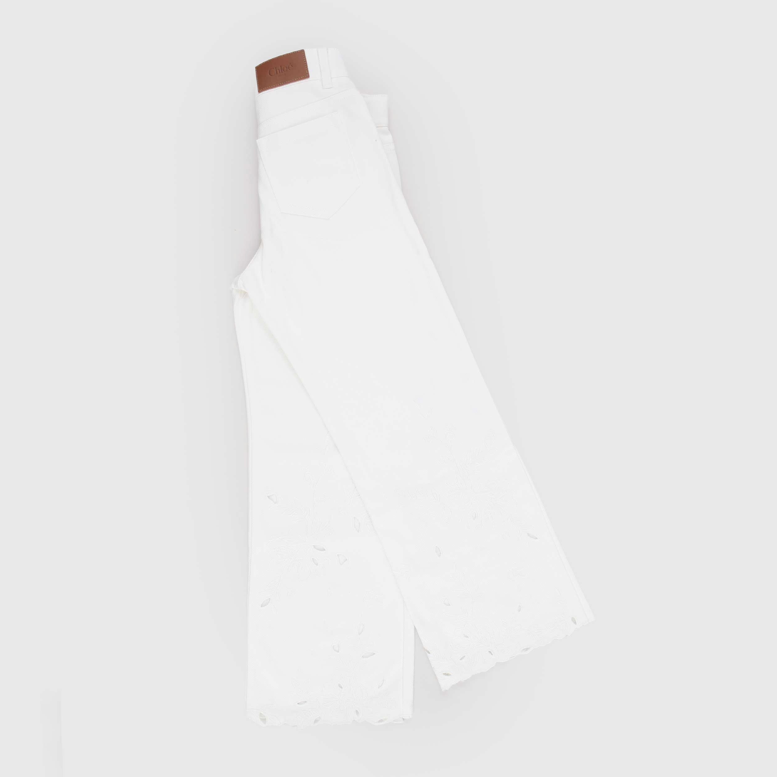 Pantalone Bianco in Tessuto di Jeans Firmato CHLOE