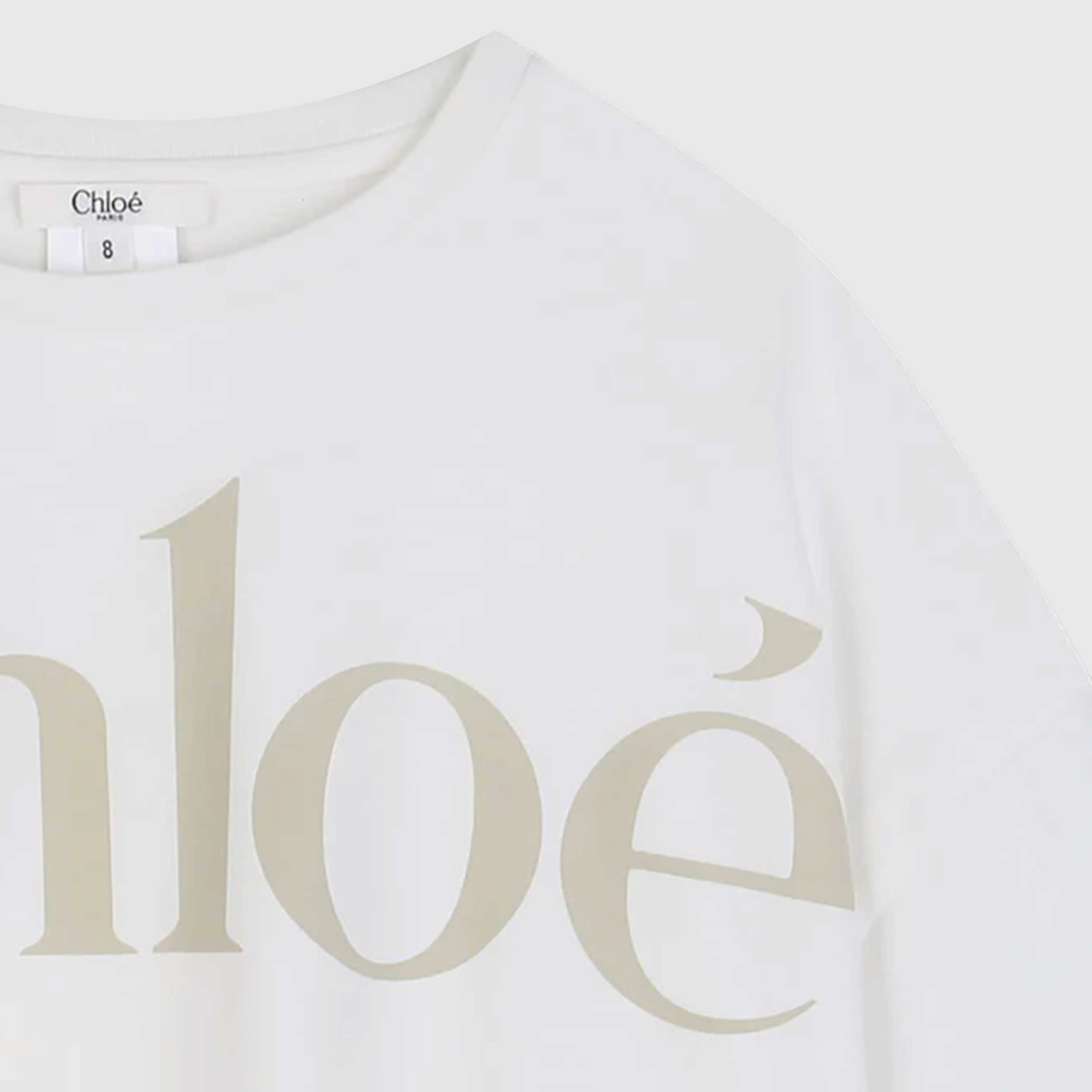 T-shirt Bianca Modello Corto e Largo Firmata CHLOE