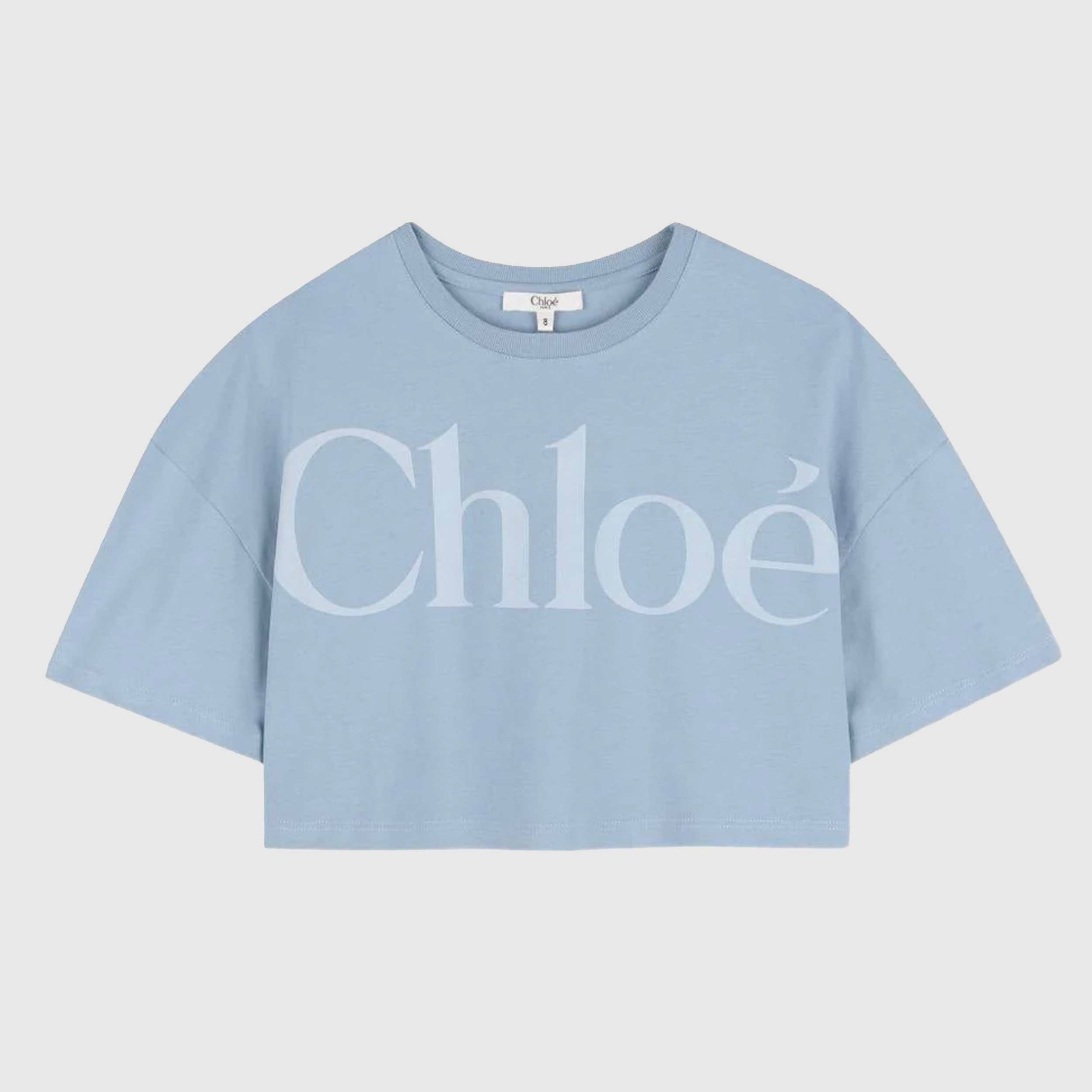T-shirt Celeste Modello Corto Firmata CHLOE