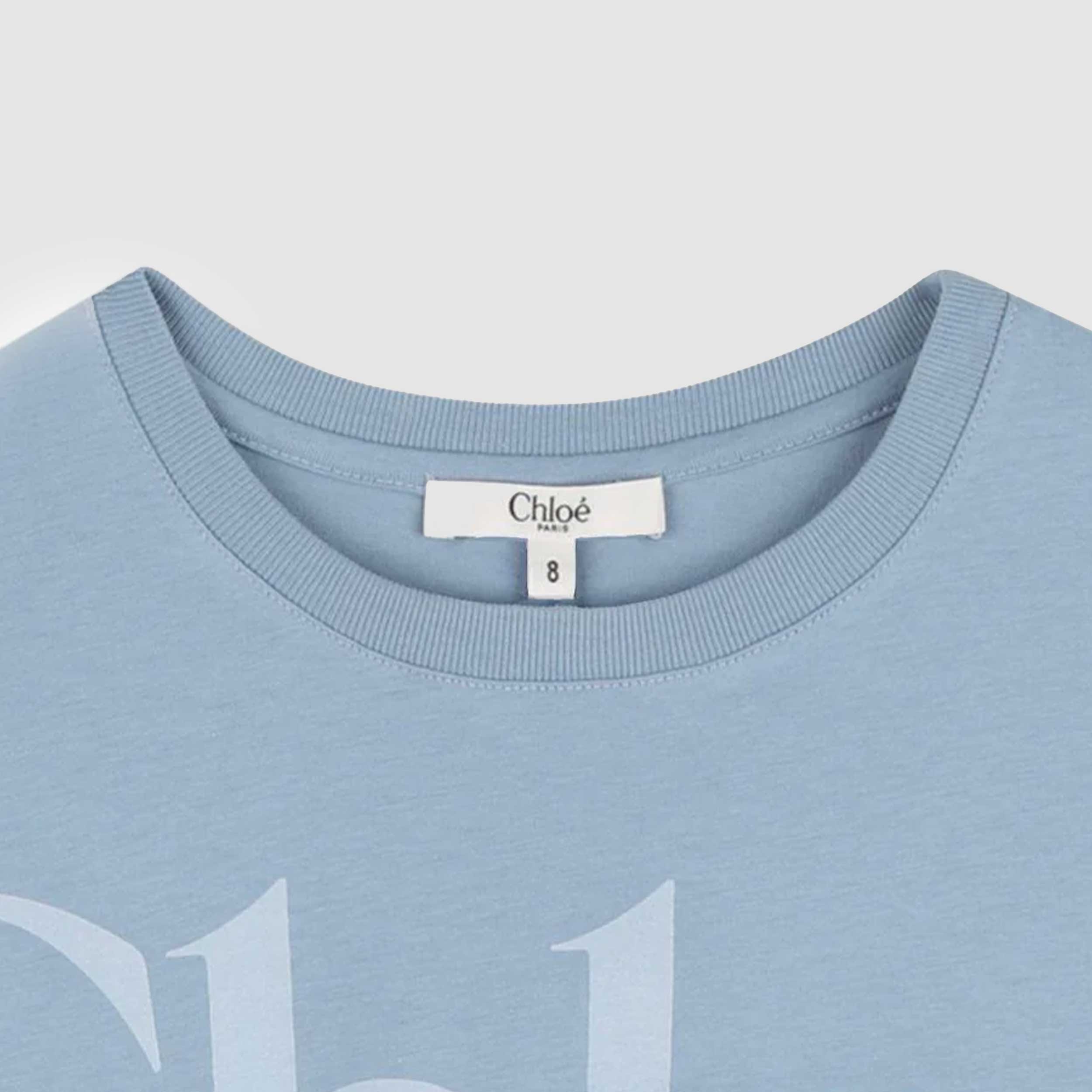 T-shirt Celeste Modello Corto Firmata CHLOE