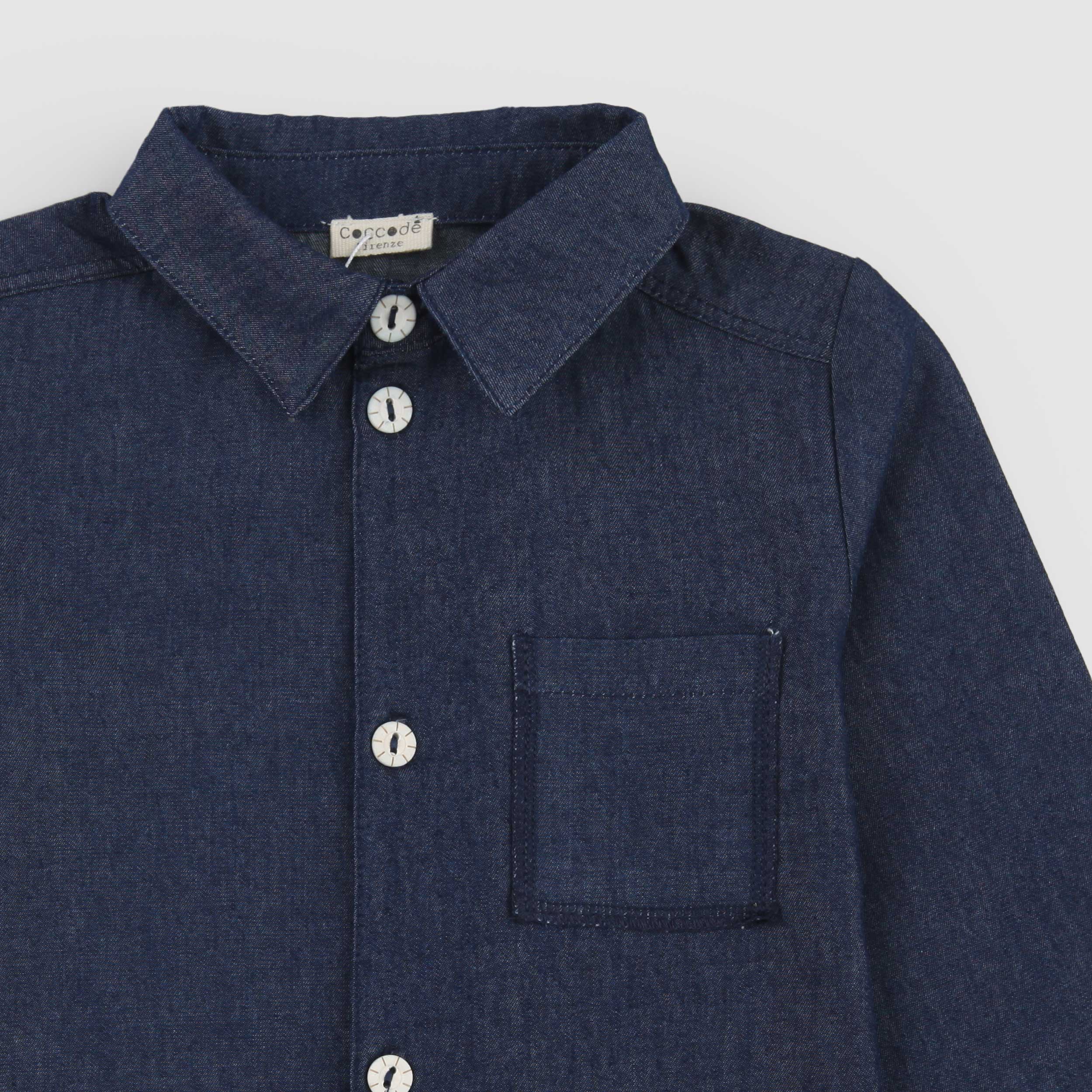 Blue Shirt with Contrasting Buttons by COCCODE
