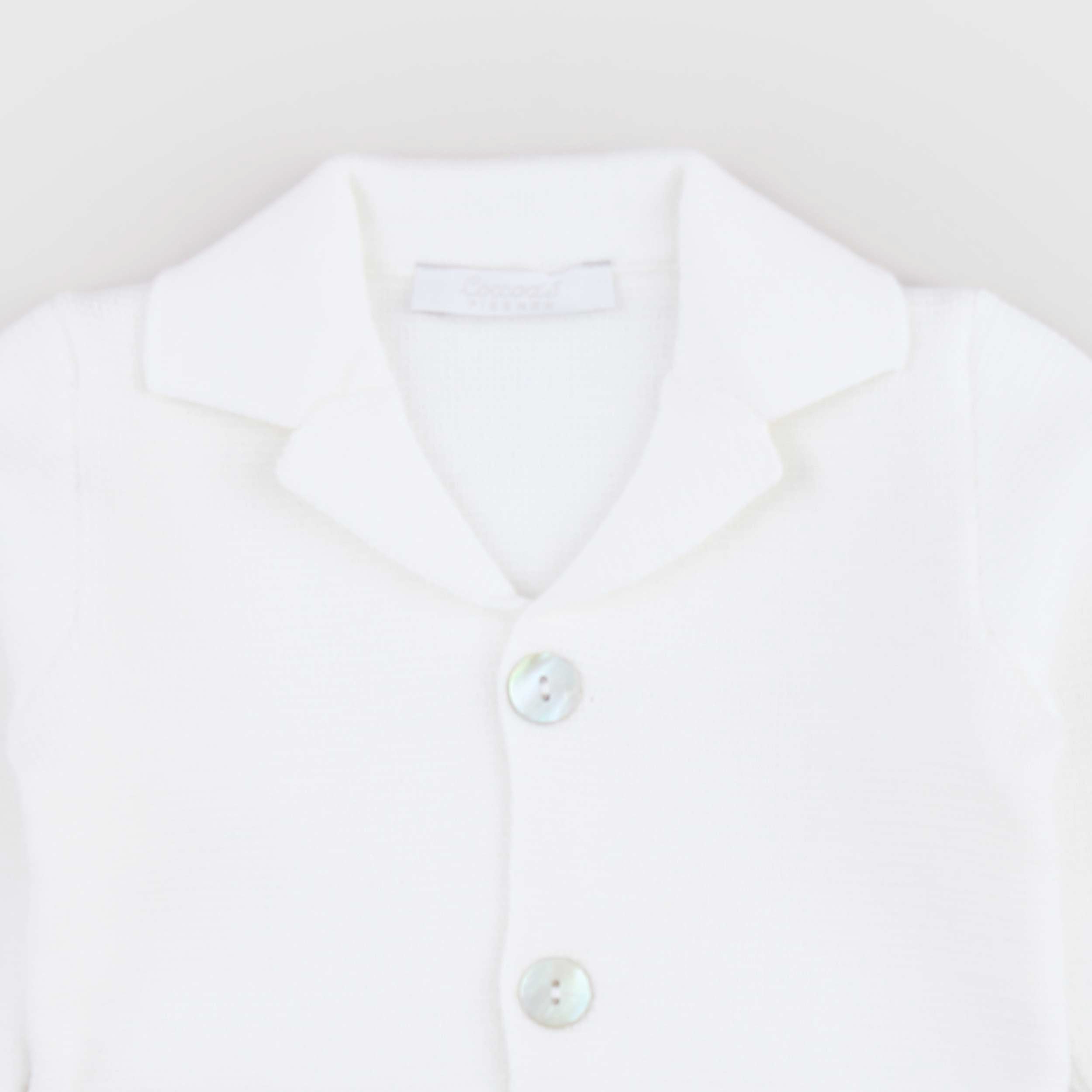 White Cardigan with Mother-of-Pearl Buttons by COCCODE