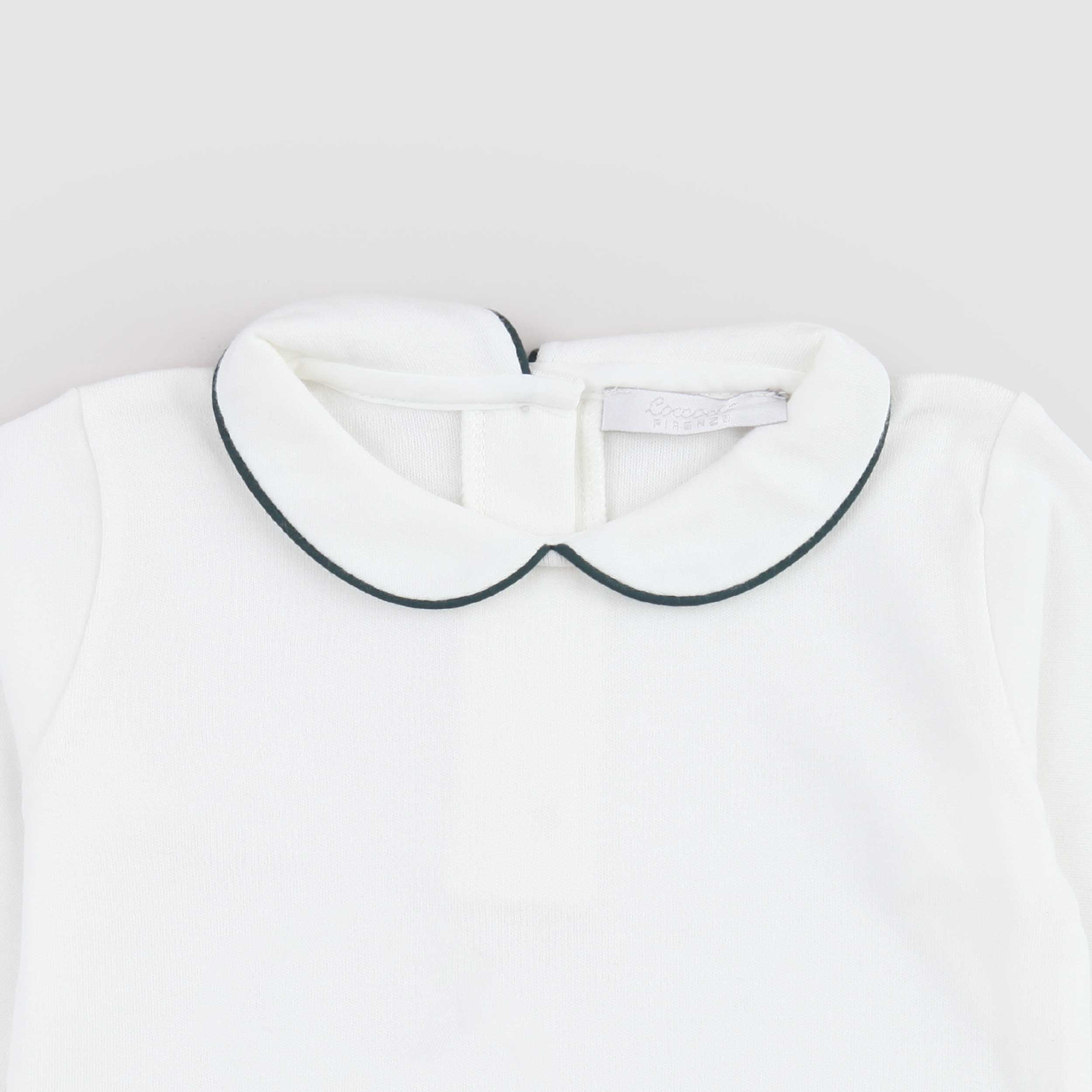 T-shirt Color Latte con Profili Verdi per Neonata by COCCODÈ