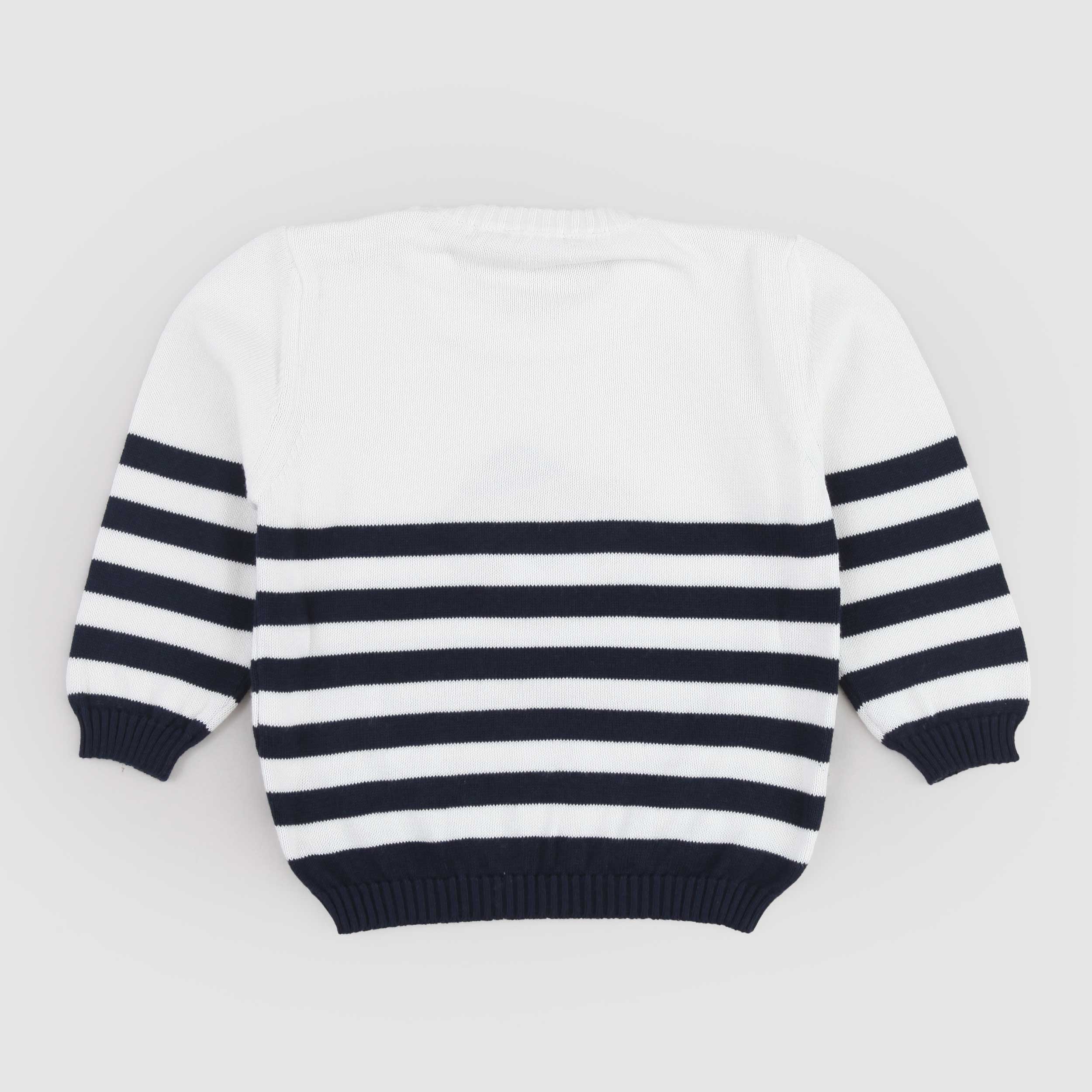 White and Blue Sweater with COCCODE Signature Bear