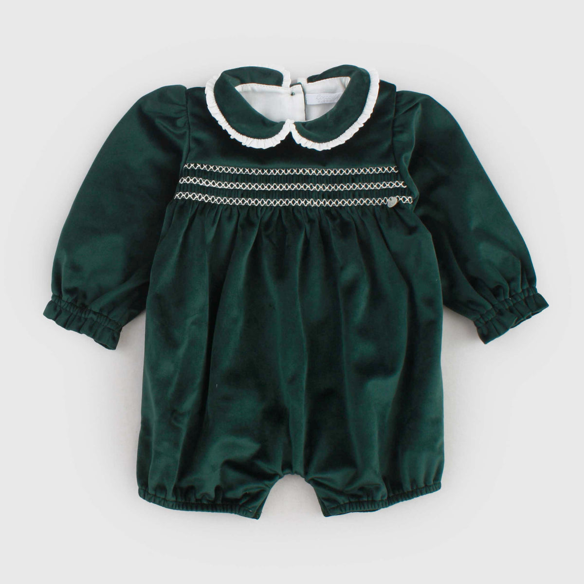 Pagliaccetto in Velluto Verde British per Neonati by COCCODE