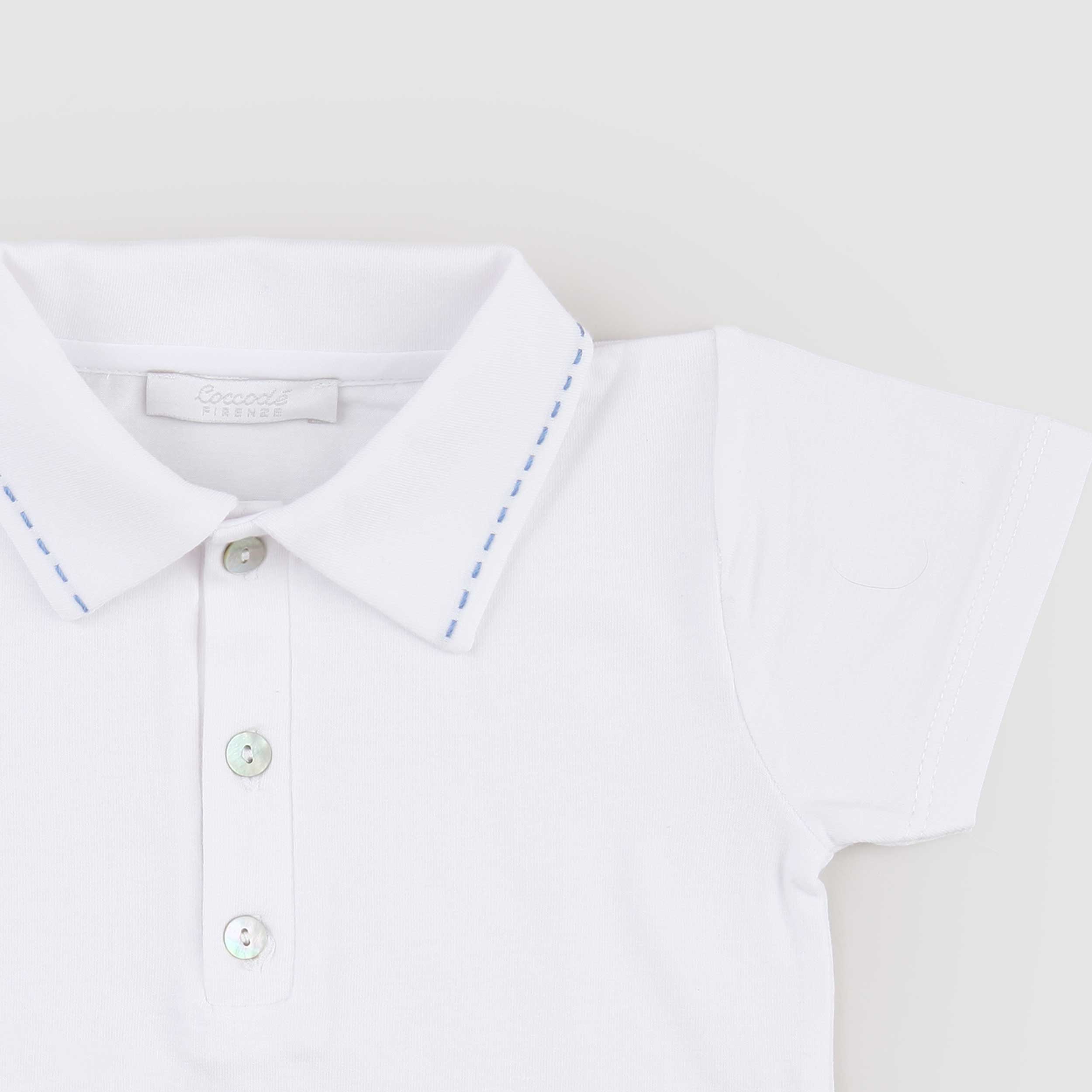 White Polo Shirt with Three Buttons by COCCODE