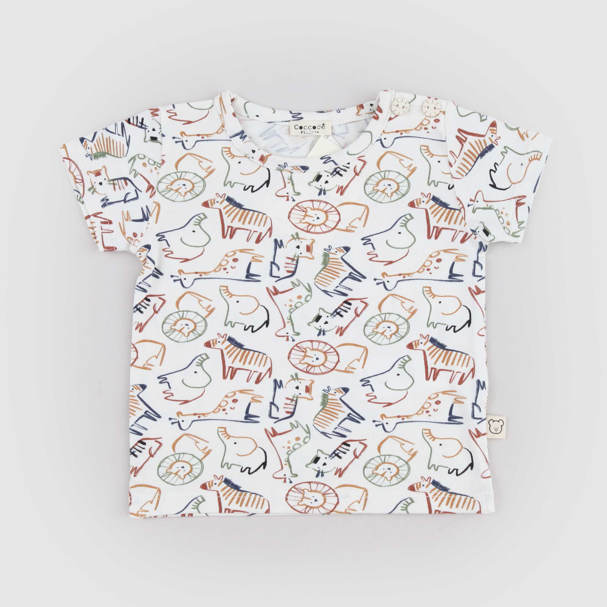 Patterned T-shirt with Buttons by COCCODE