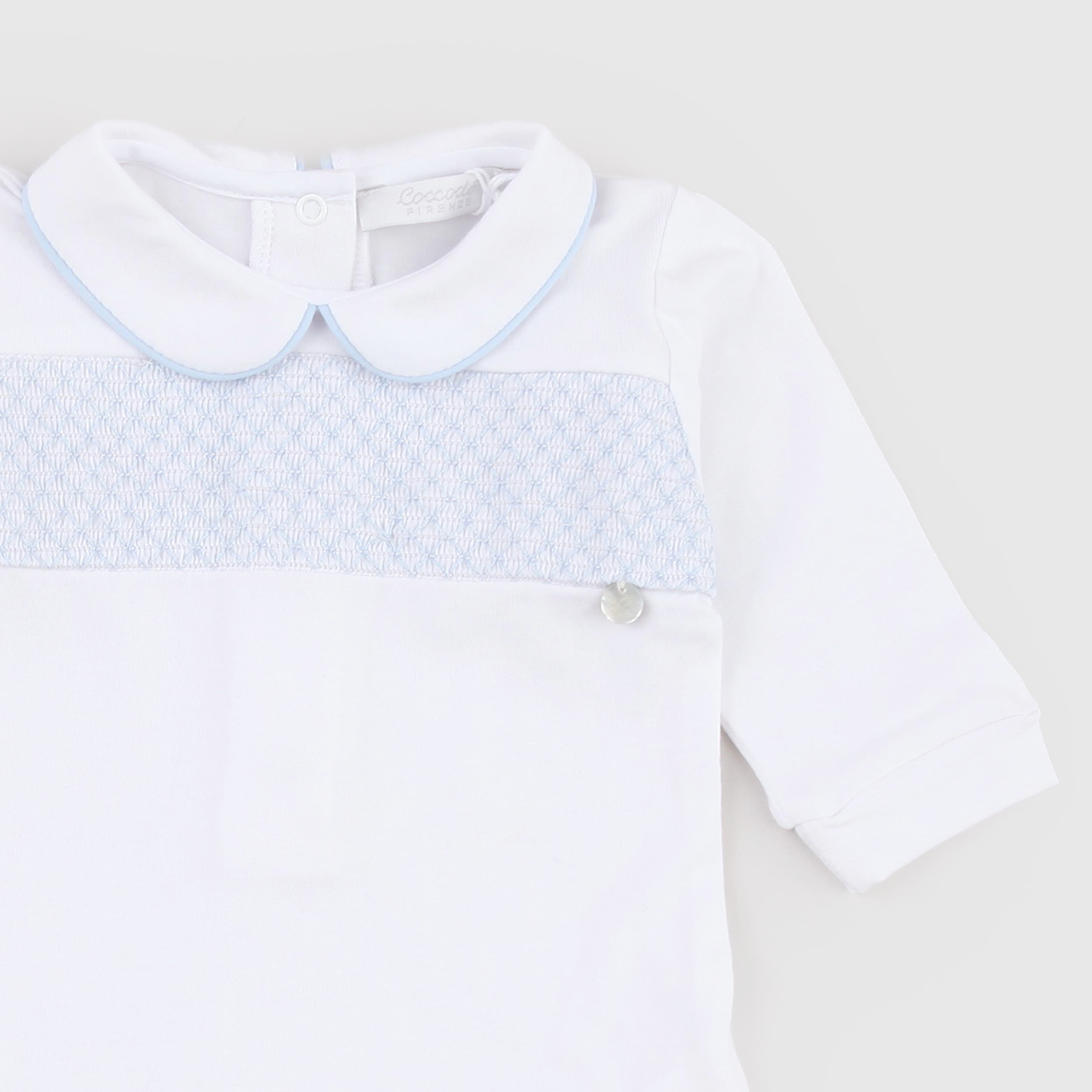 Tutina Bianca Bordata di Celeste Firmata COCCODE