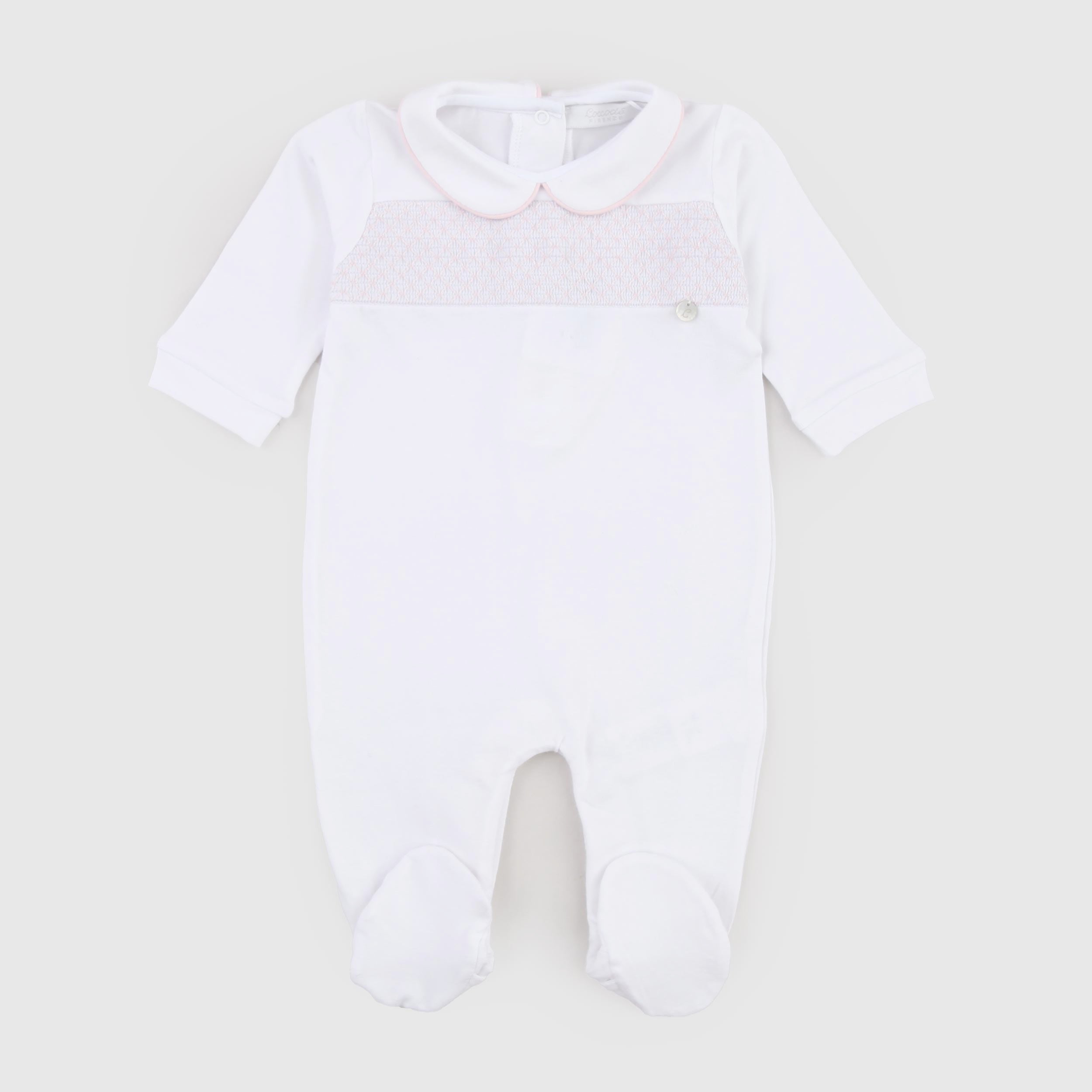 Tutina Bianca e Ricami Rosa Firmata COCCODE