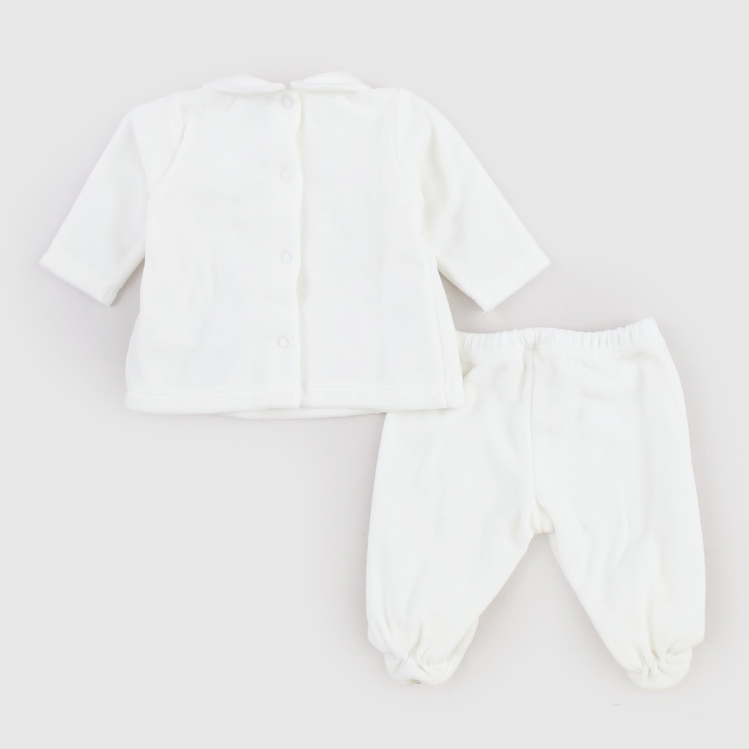 Two-Piece Milk Color Jumpsuit for Newborns Signed COCCODÈ