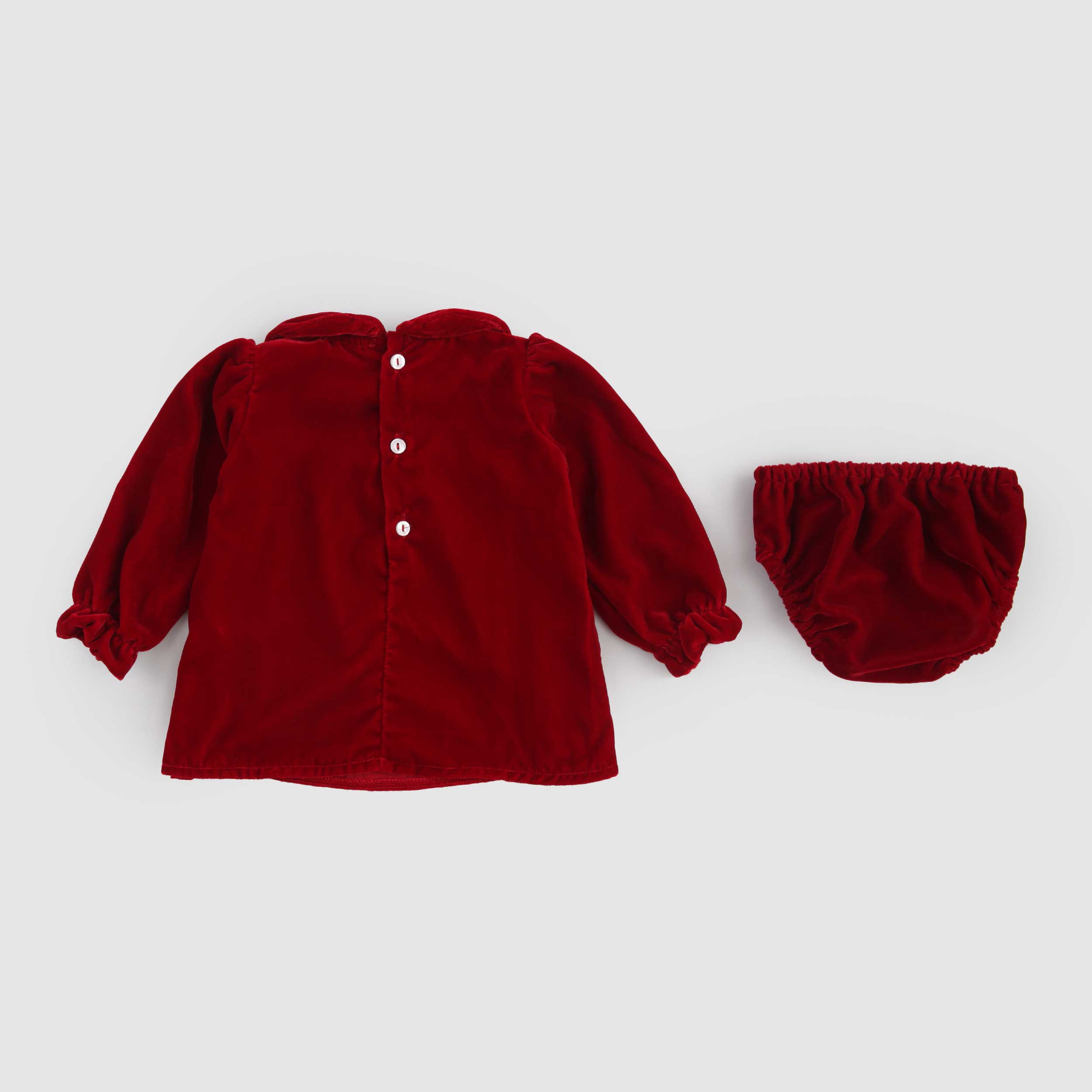 Abito Rosso Con Collo Tondo E Culotte In Velluto Firmato COLIBRI