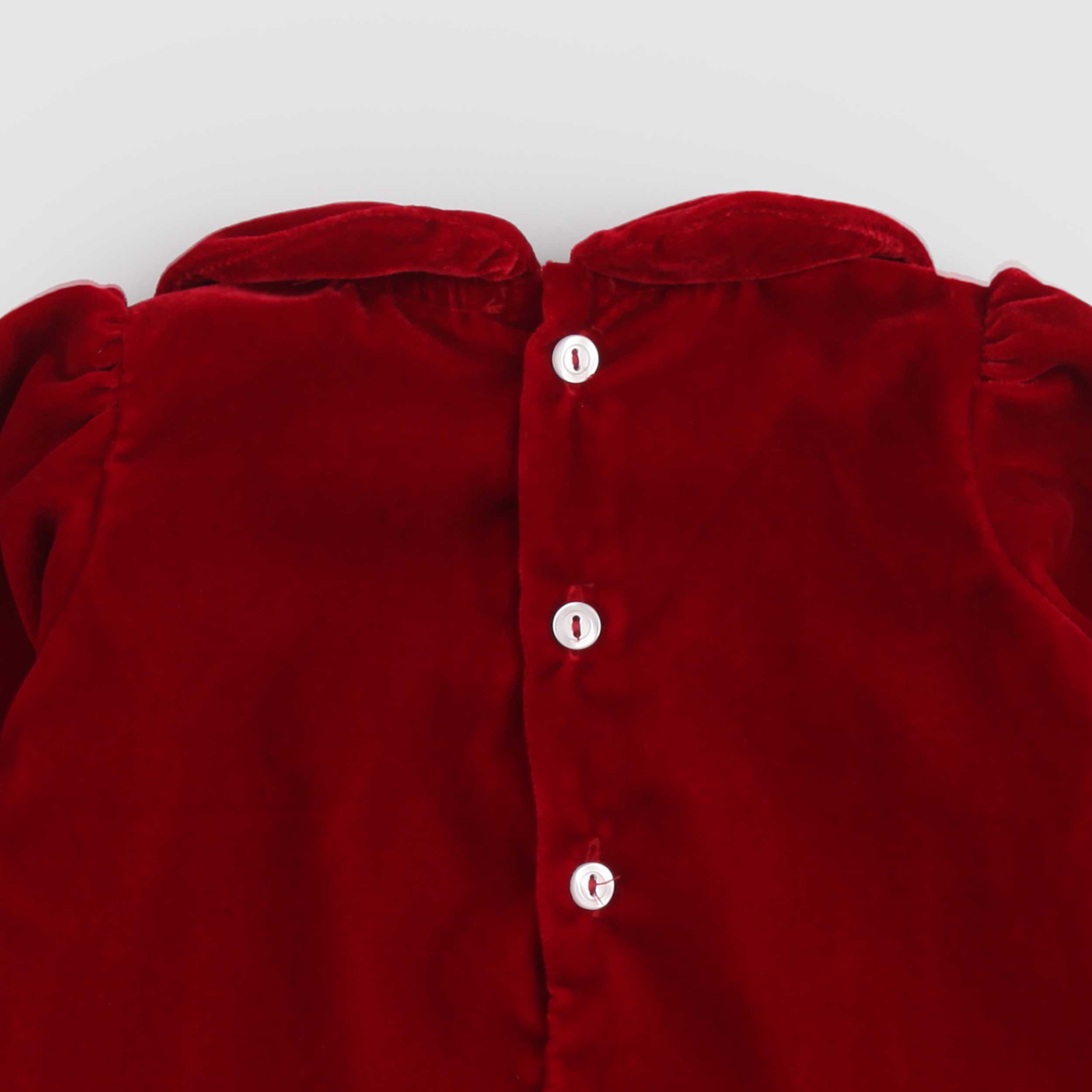 Abito Rosso Con Collo Tondo E Culotte In Velluto Firmato COLIBRI