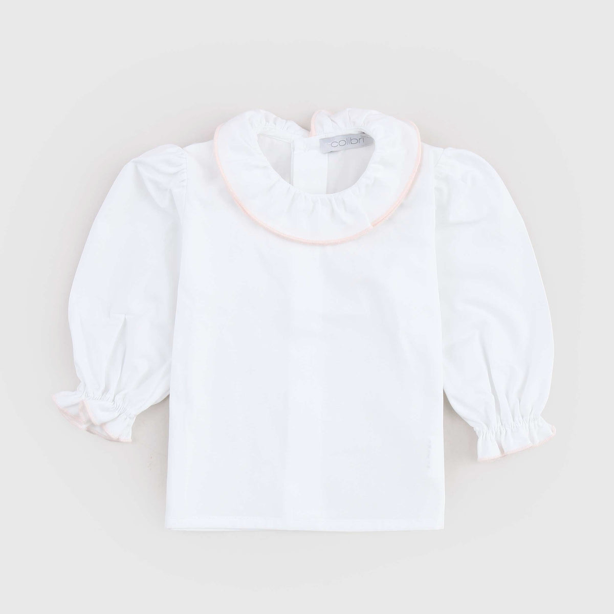 White Cotton Shirt with Pink Profile for Colibri Baby