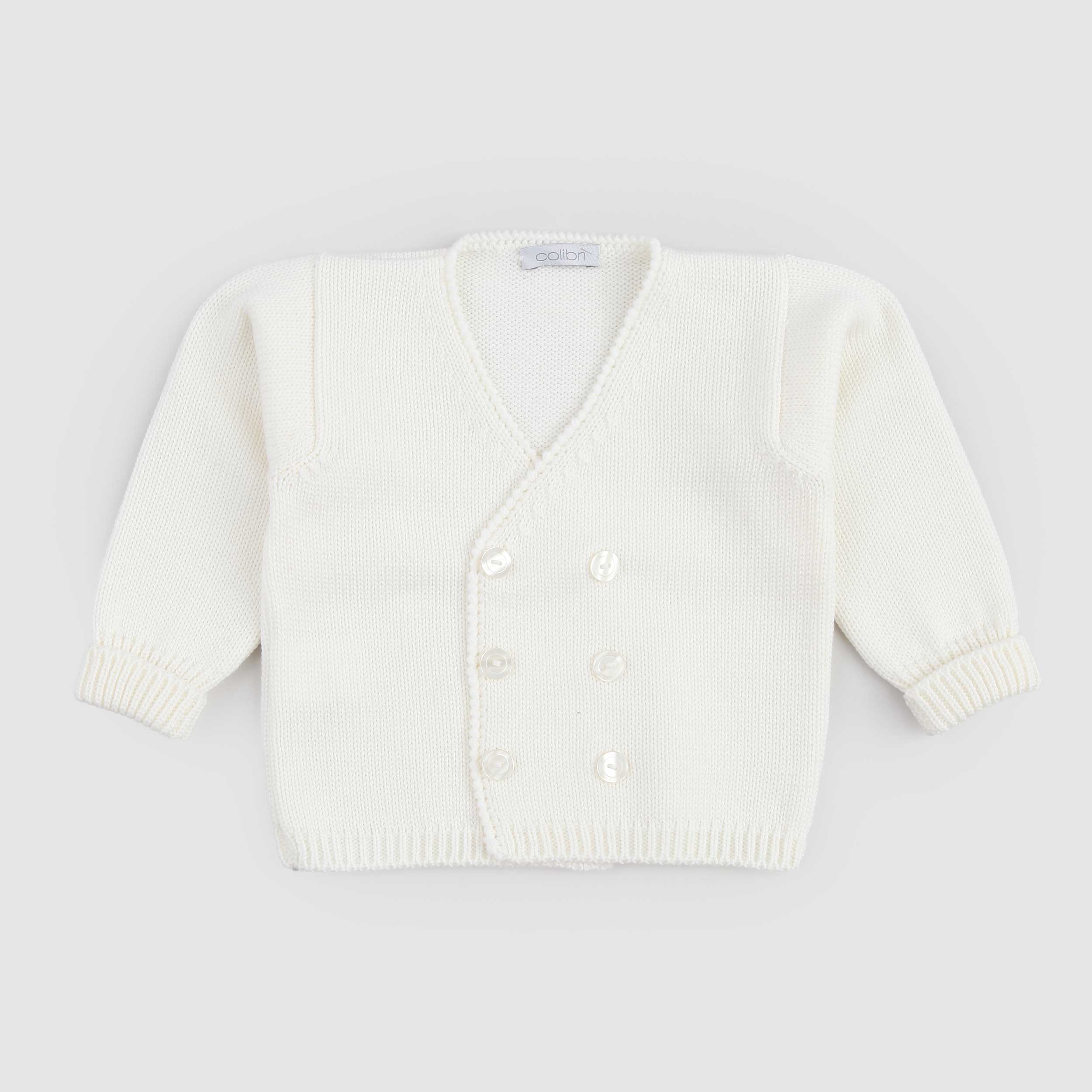 Cardigan Bianco In Pura Lana Firmato COLIBRI