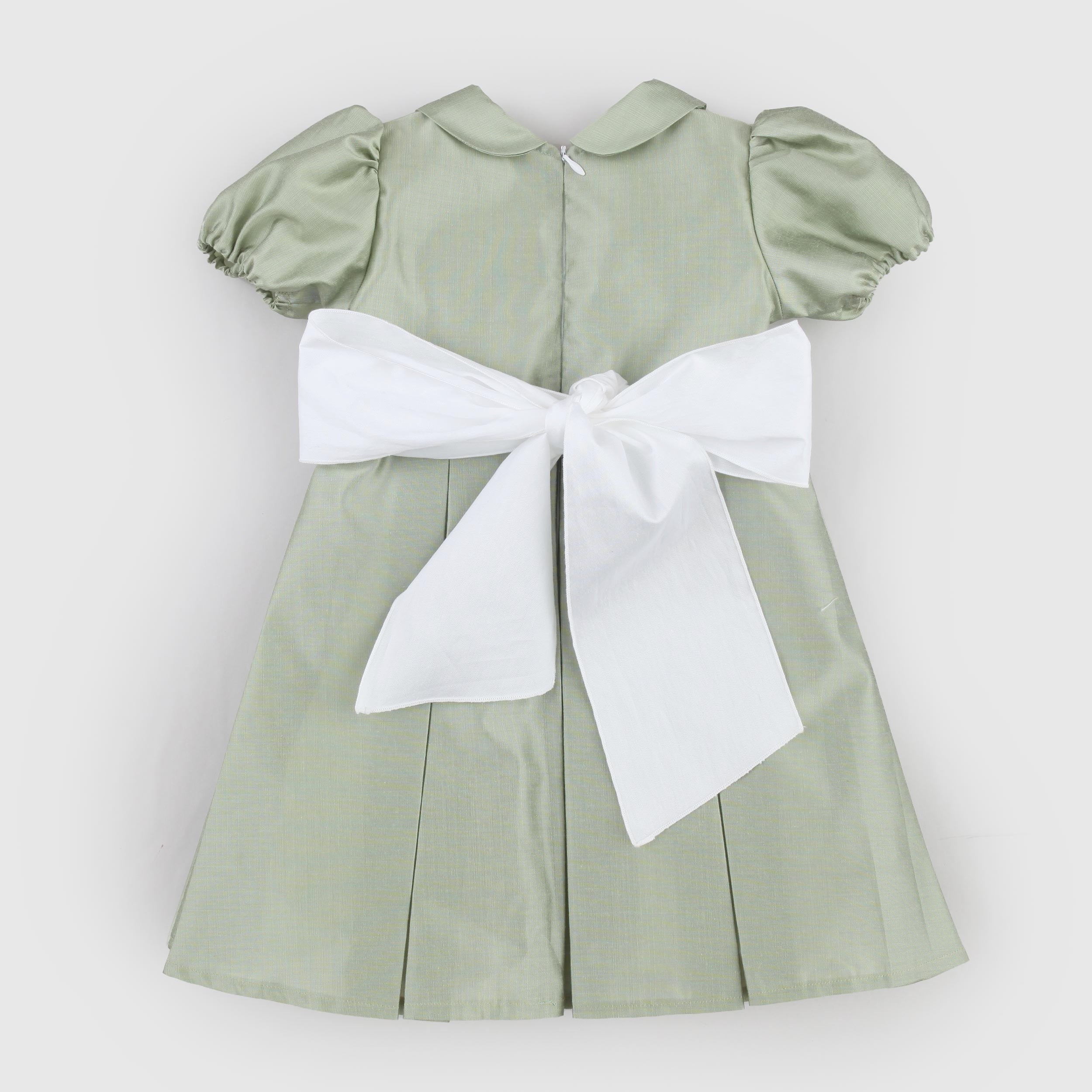 Abito Verde Salvia con Maniche a Palloncino Firmato COLIBRI