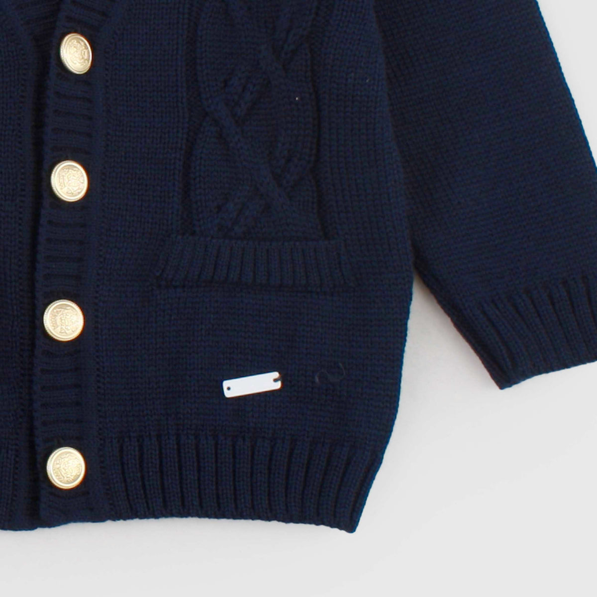 Blue Cardigan with Braid Processing for Newborn COLORICHIARI