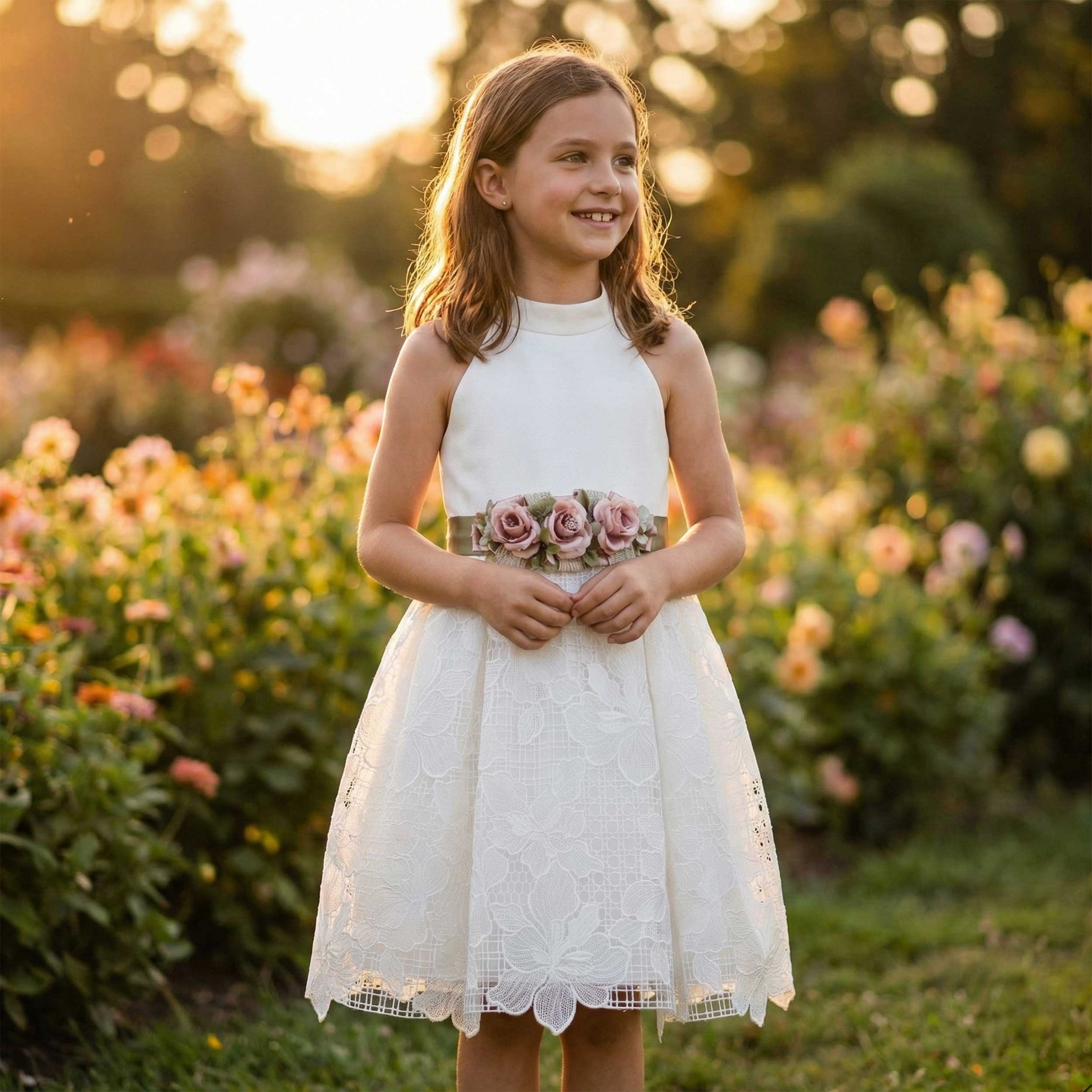 Abito da Comunione con Cinta in Raso firmato COLORICHIARI