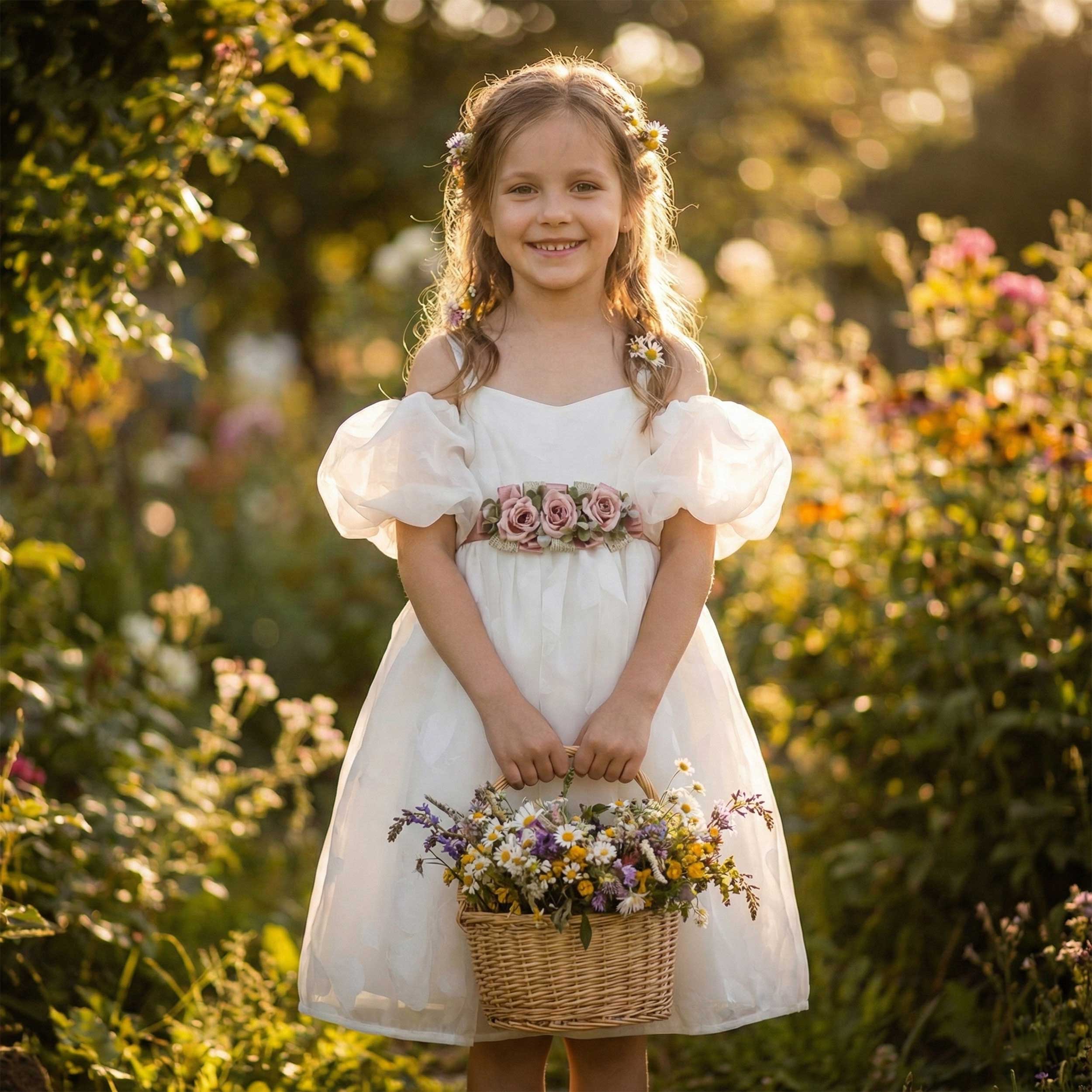 Abito da Comunione Bianco con Tessuto in Raso firmato COLORICHIARI