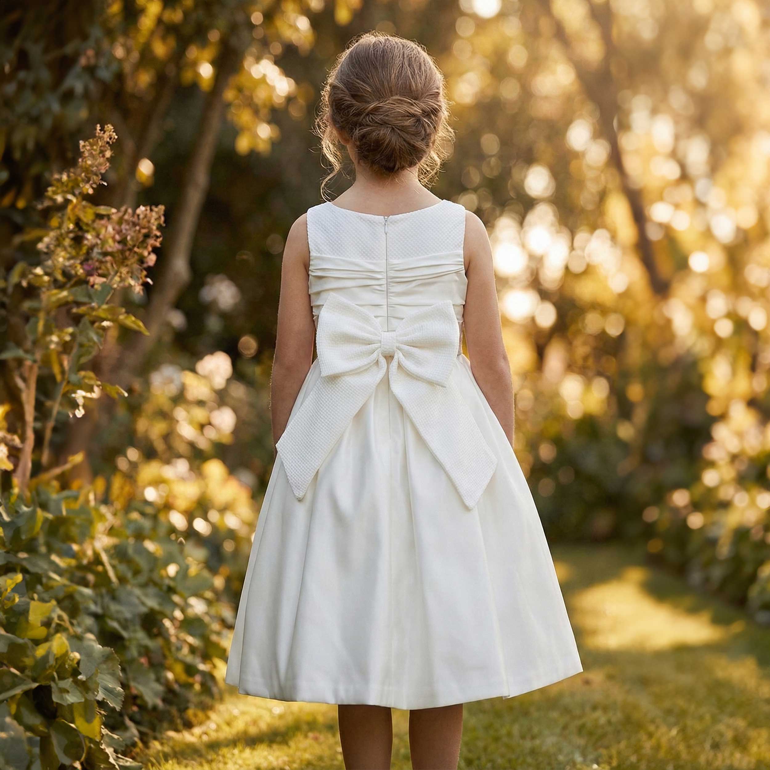 Abito da Comunione con Corpetto Ricamato Floreale Firmato COLORICHIARI