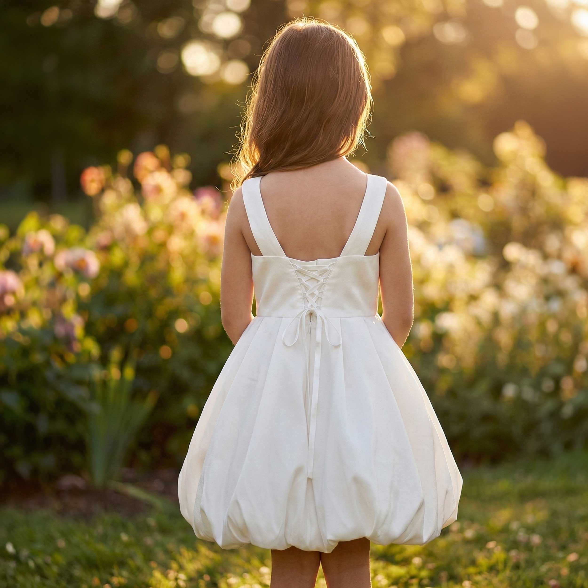 Abito da Cerimonia Bianco con Fiore Firmato COLORICHIARI