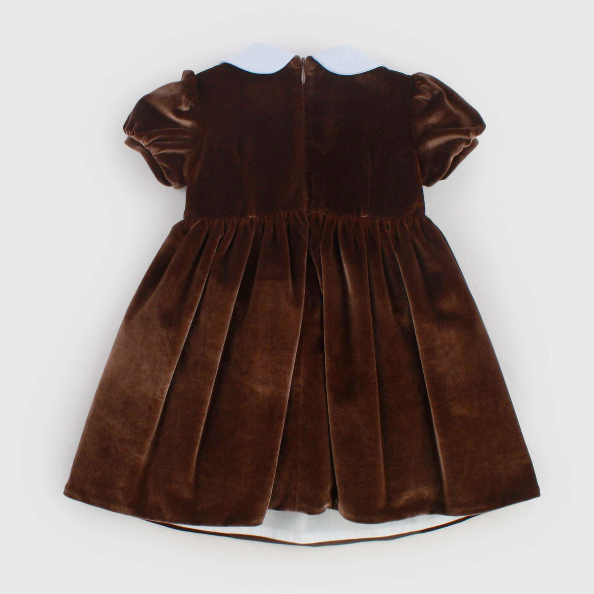 Brown Velvet Ceremony and Baptism Dress for Baby Color Clear