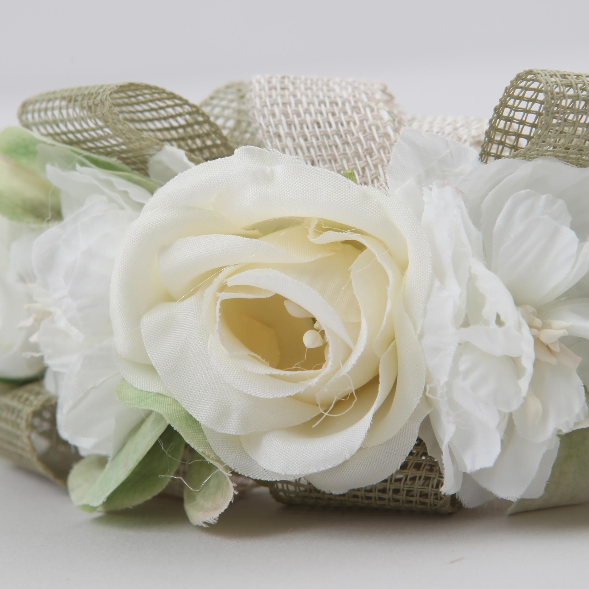 Cerchietto Floreale Panna e Verde Firmato COLORICHIARI