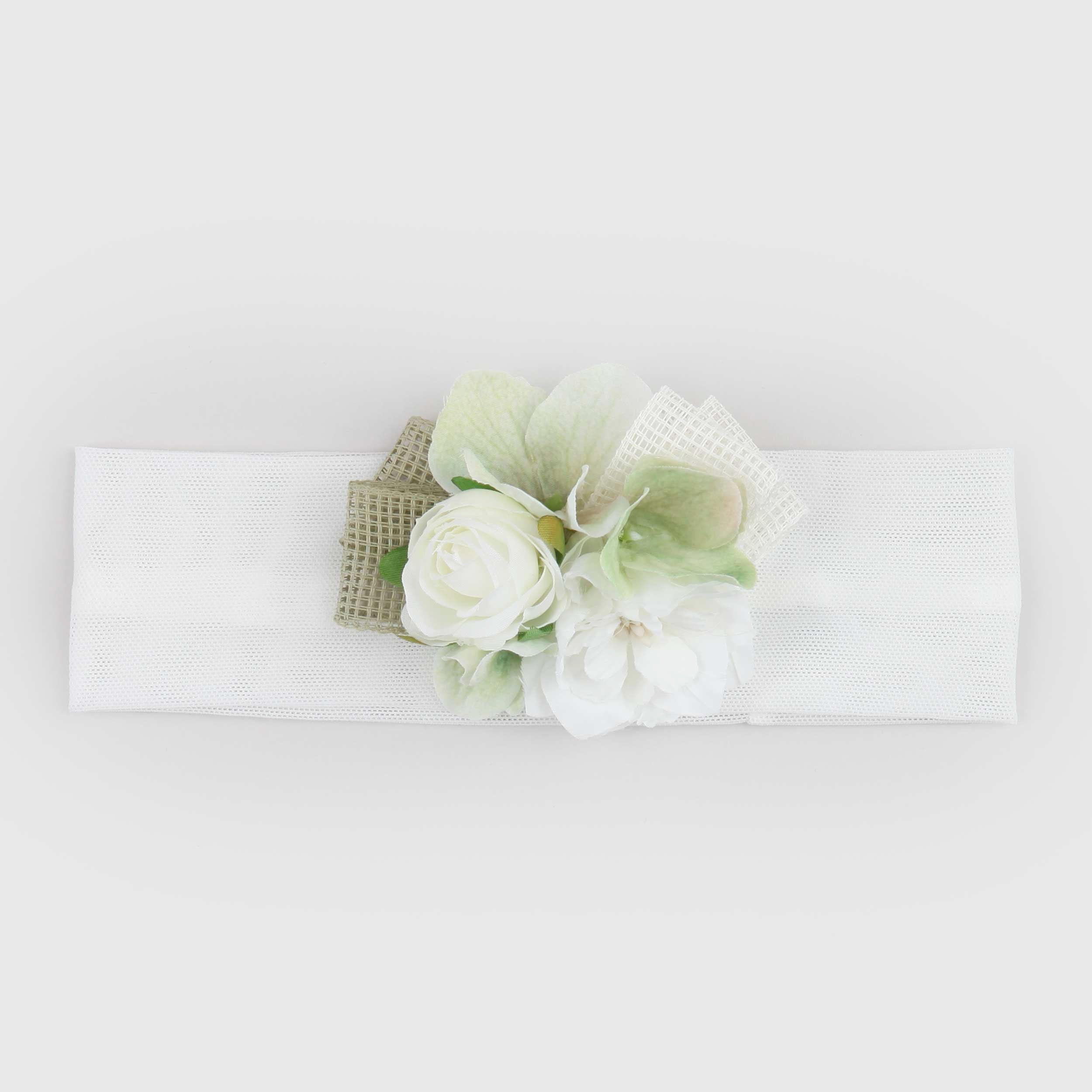Fascia Elastica Bianca con Bouquet Floreale Firmata COLORICHIARI