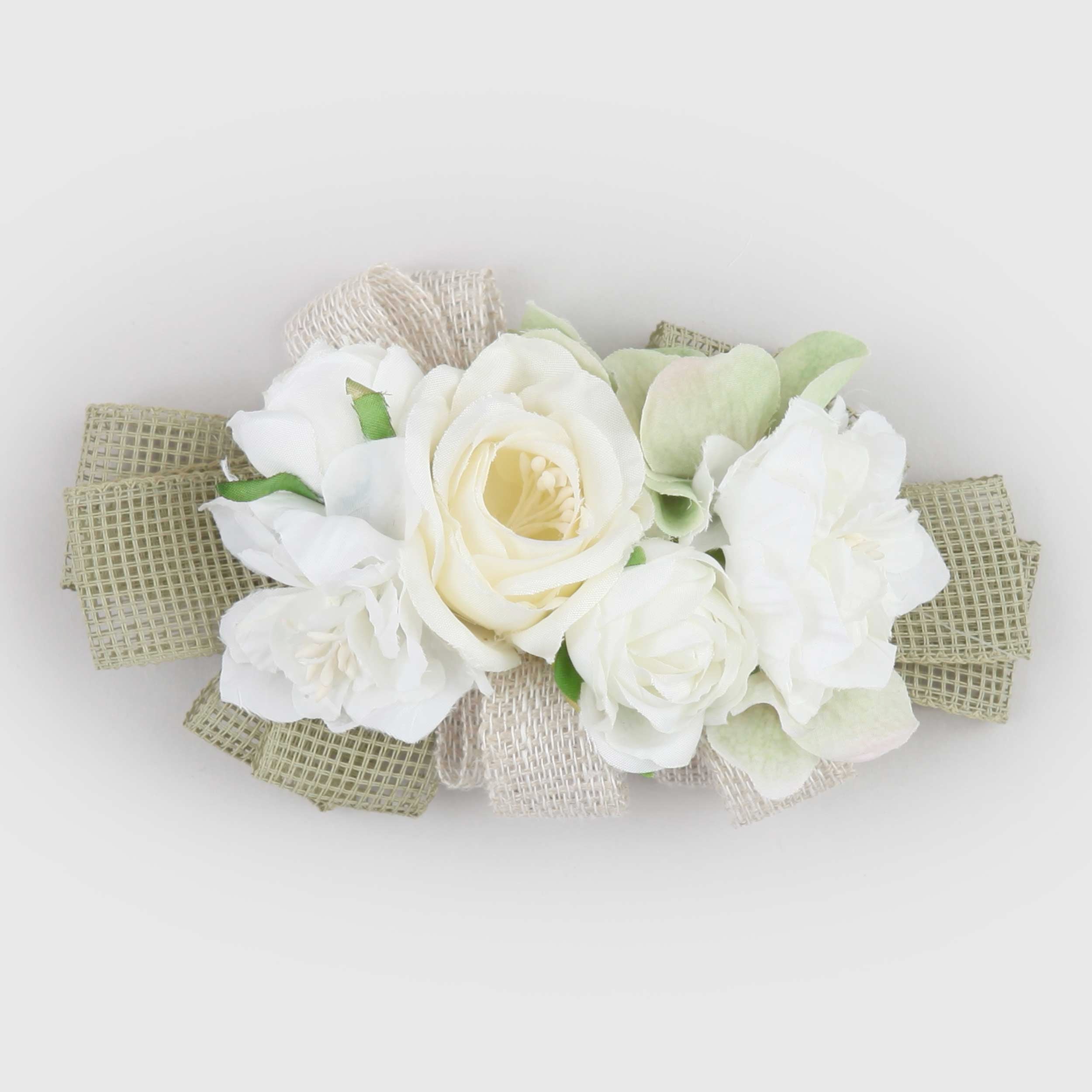 Fermaglio Floreale Bianco e Salvia Firmato COLORICHIARI